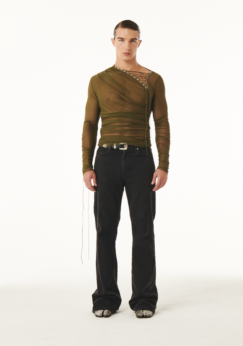 Blaise Top Khaki Mesh