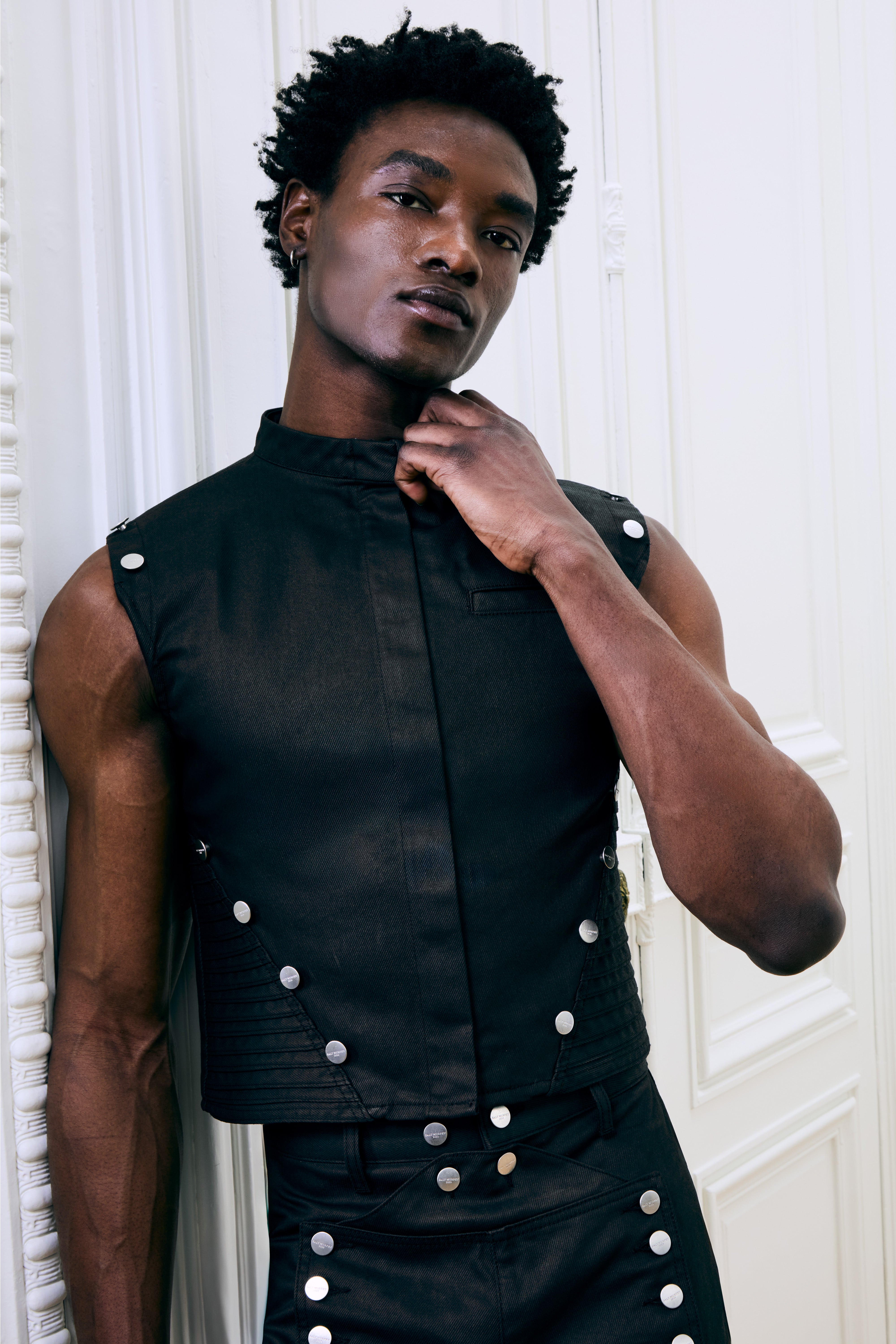 Gabriel Sleeveless Denim Jacket Black