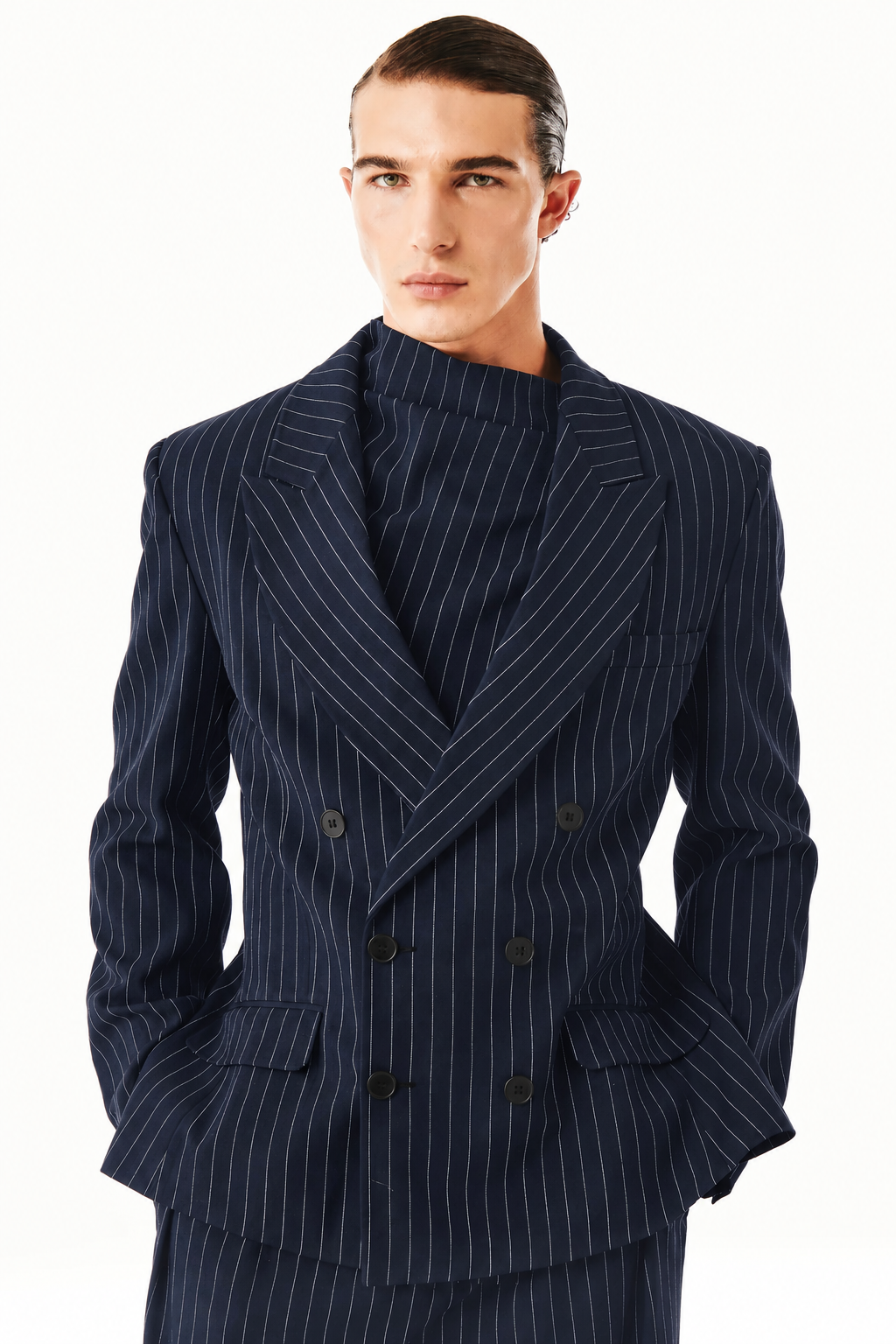 Gray Blazer Navy Pinstripe
