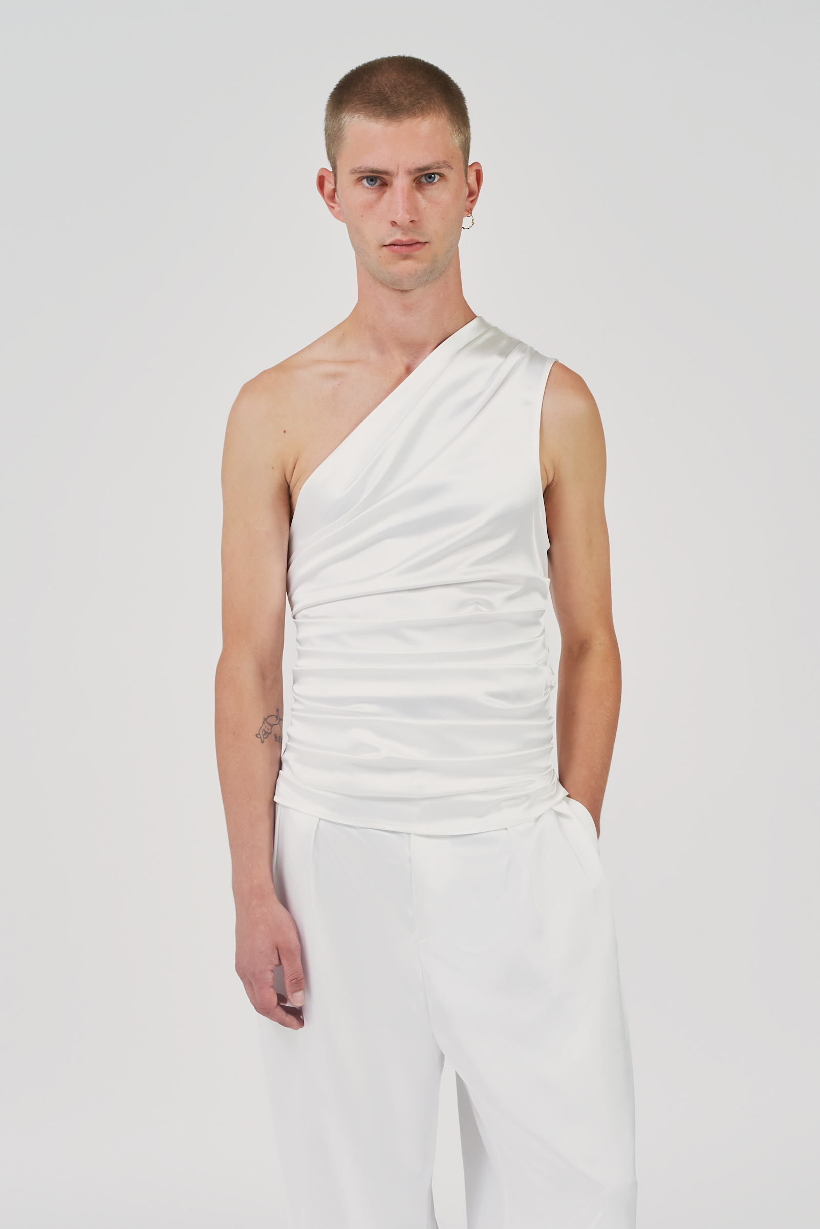 Nate Satin Top Ivory