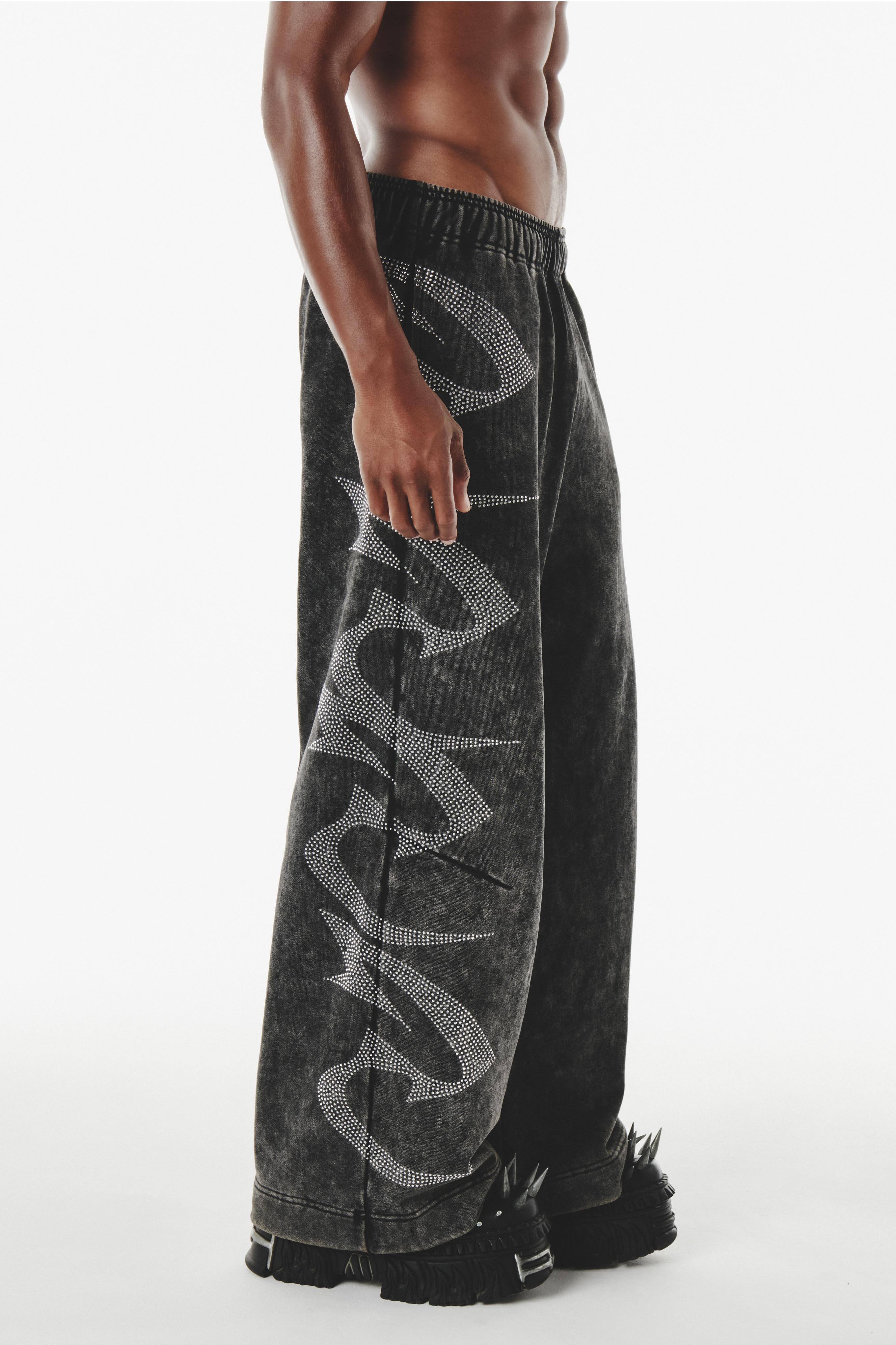 Claude Rhinestone Sweat Pant Charcoal