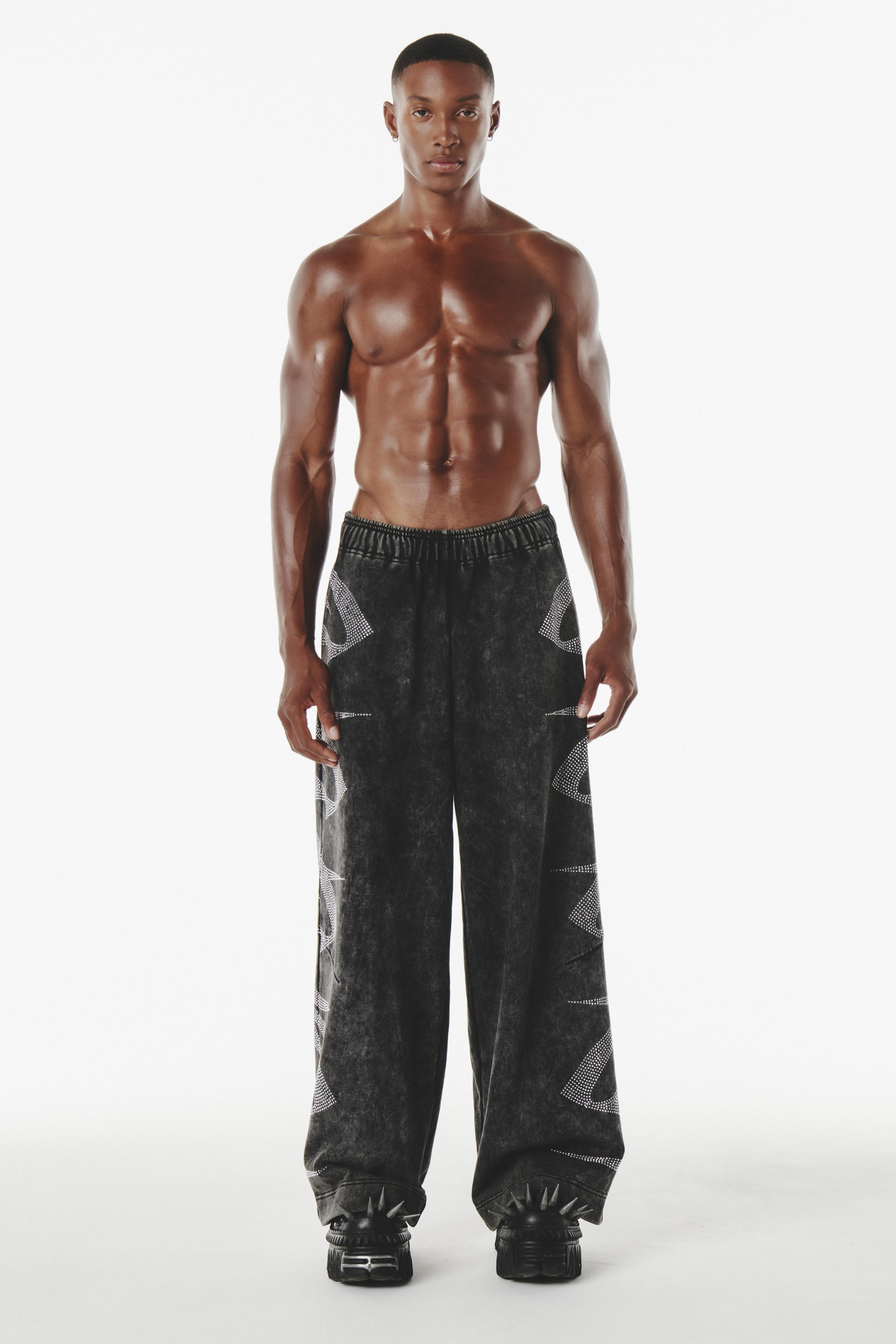 Claude Rhinestone Sweat Pant Charcoal