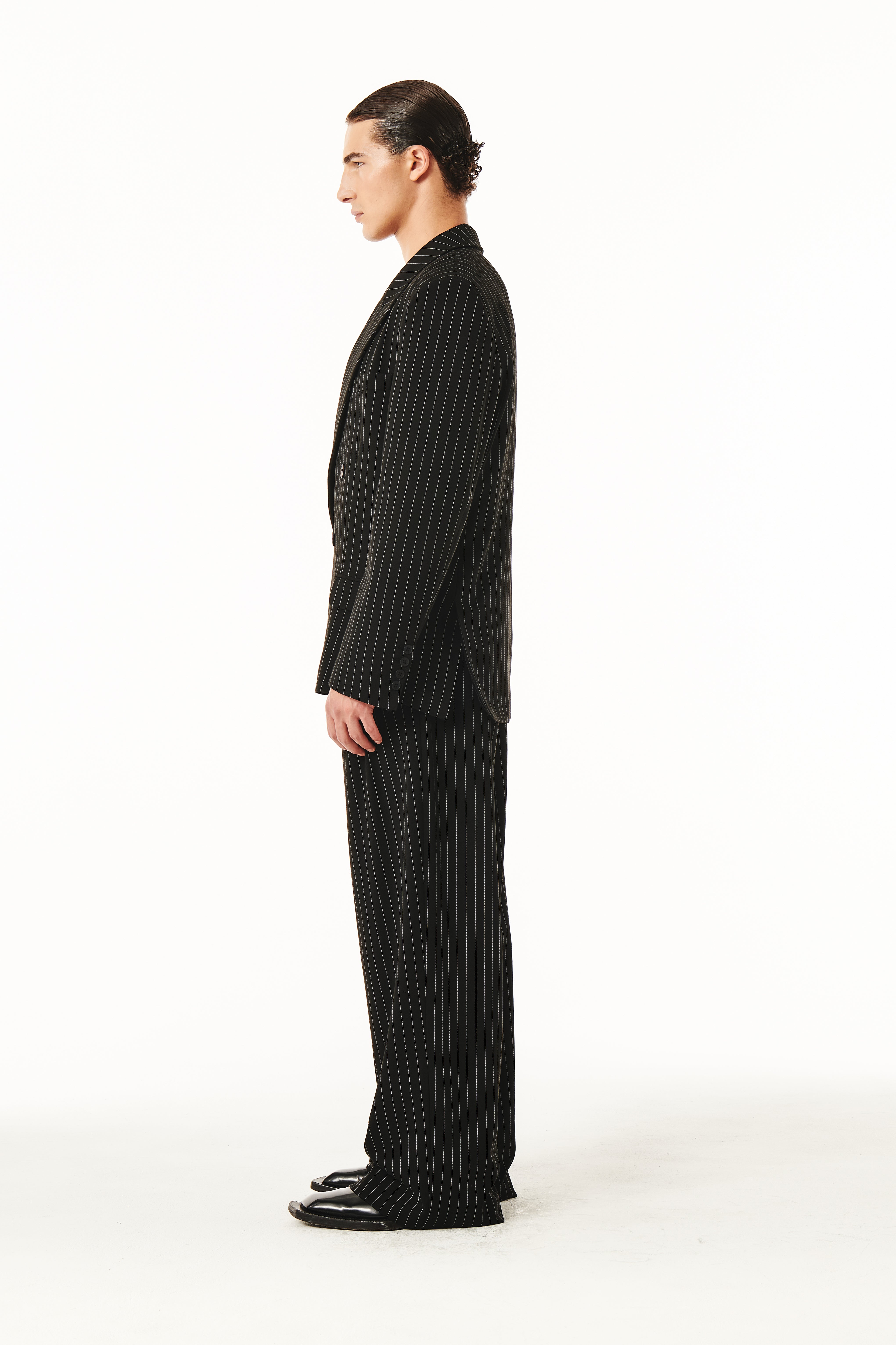 Gray Blazer Black Pinstripe