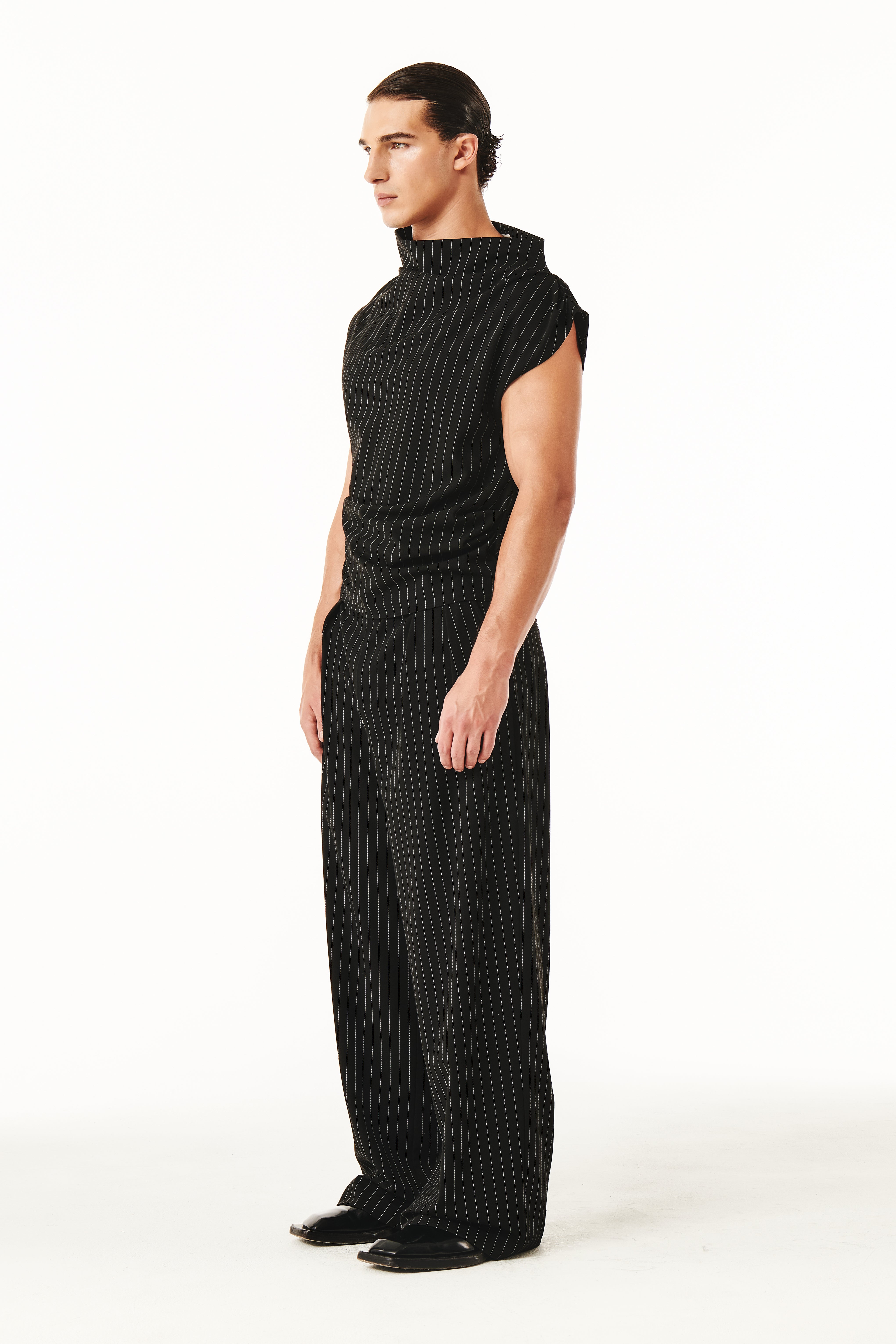 Cadence Top Black Pinstripe