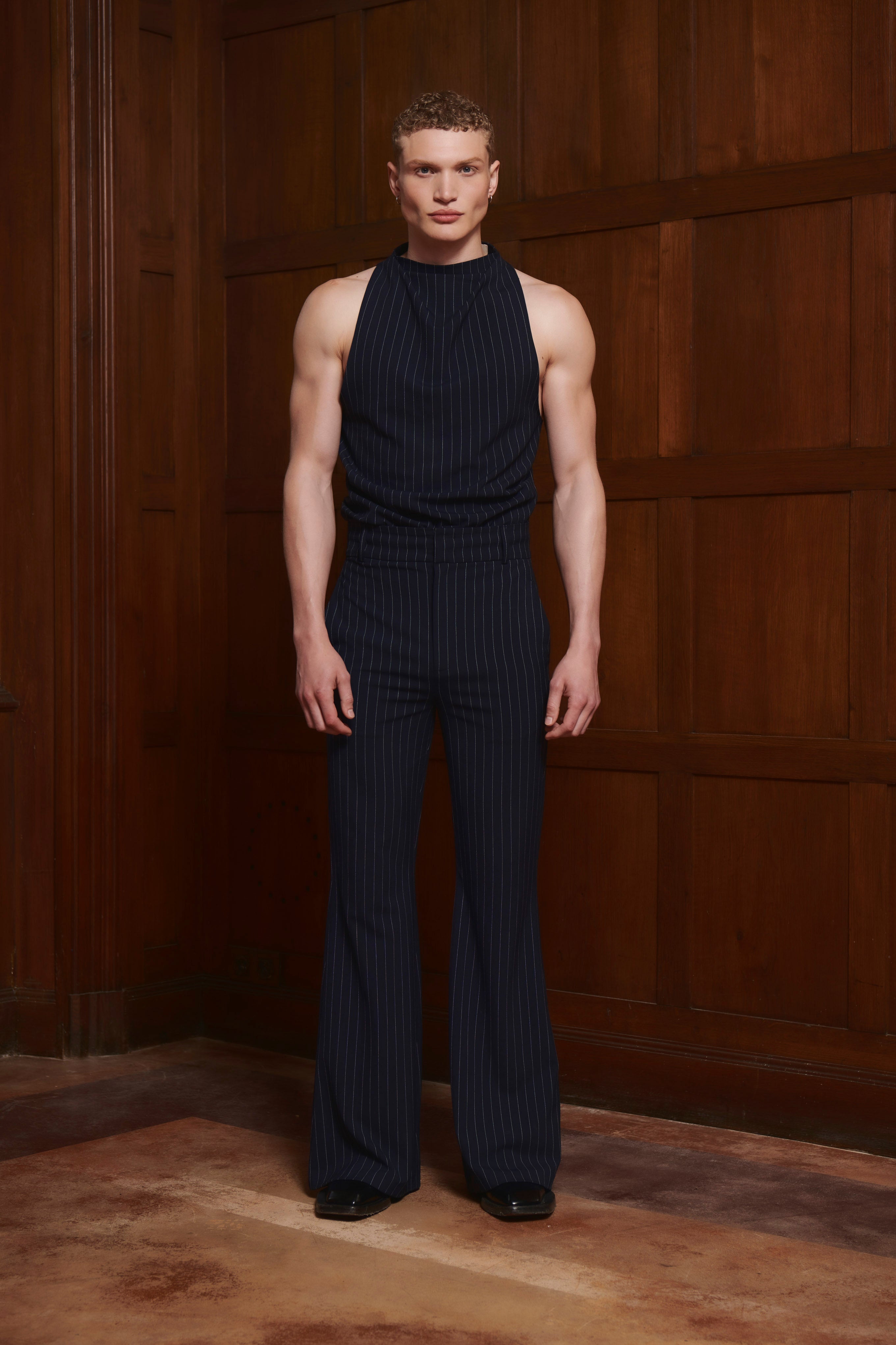 Archie Top Navy Pinstripe