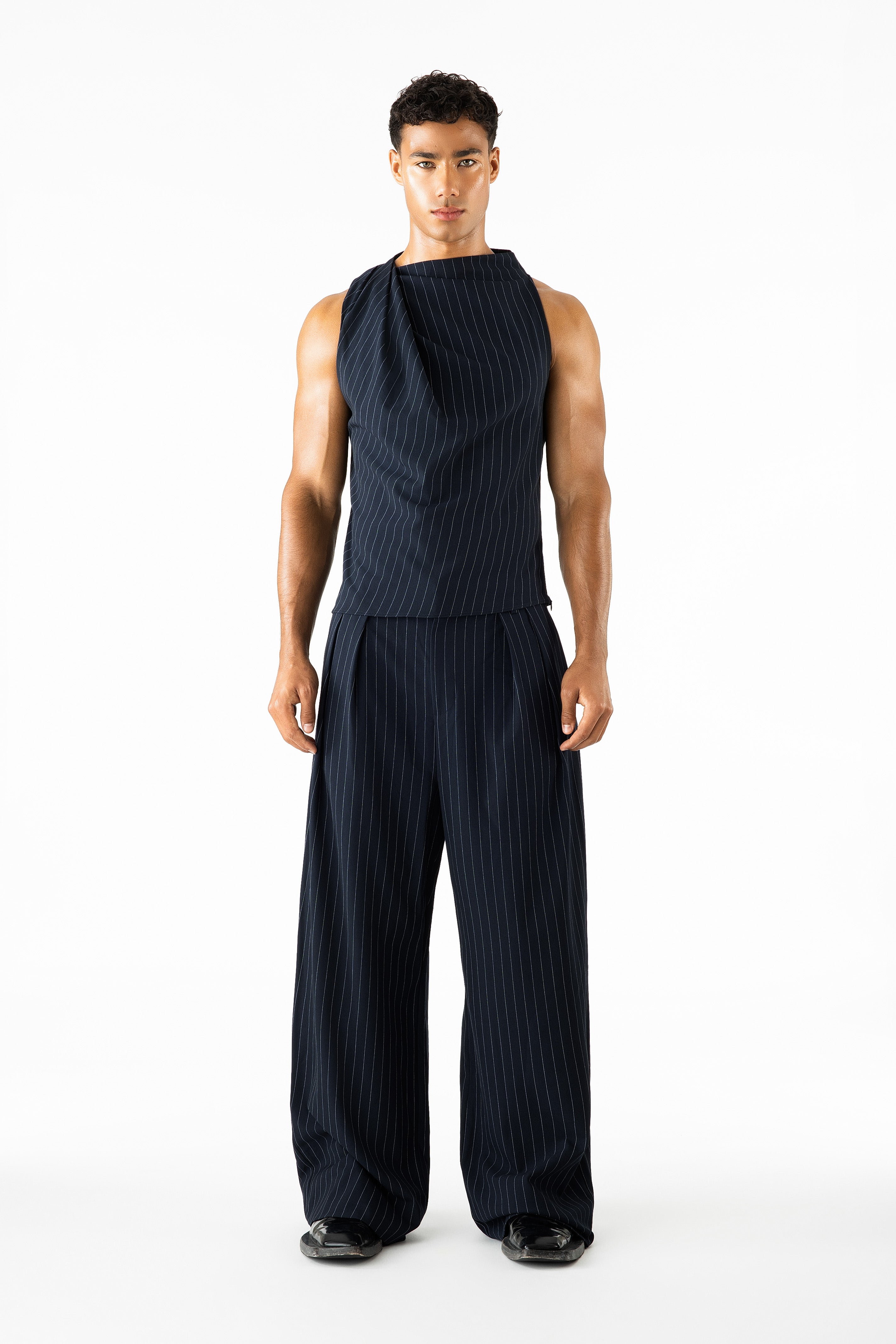 Connor Top Navy Pinstripe