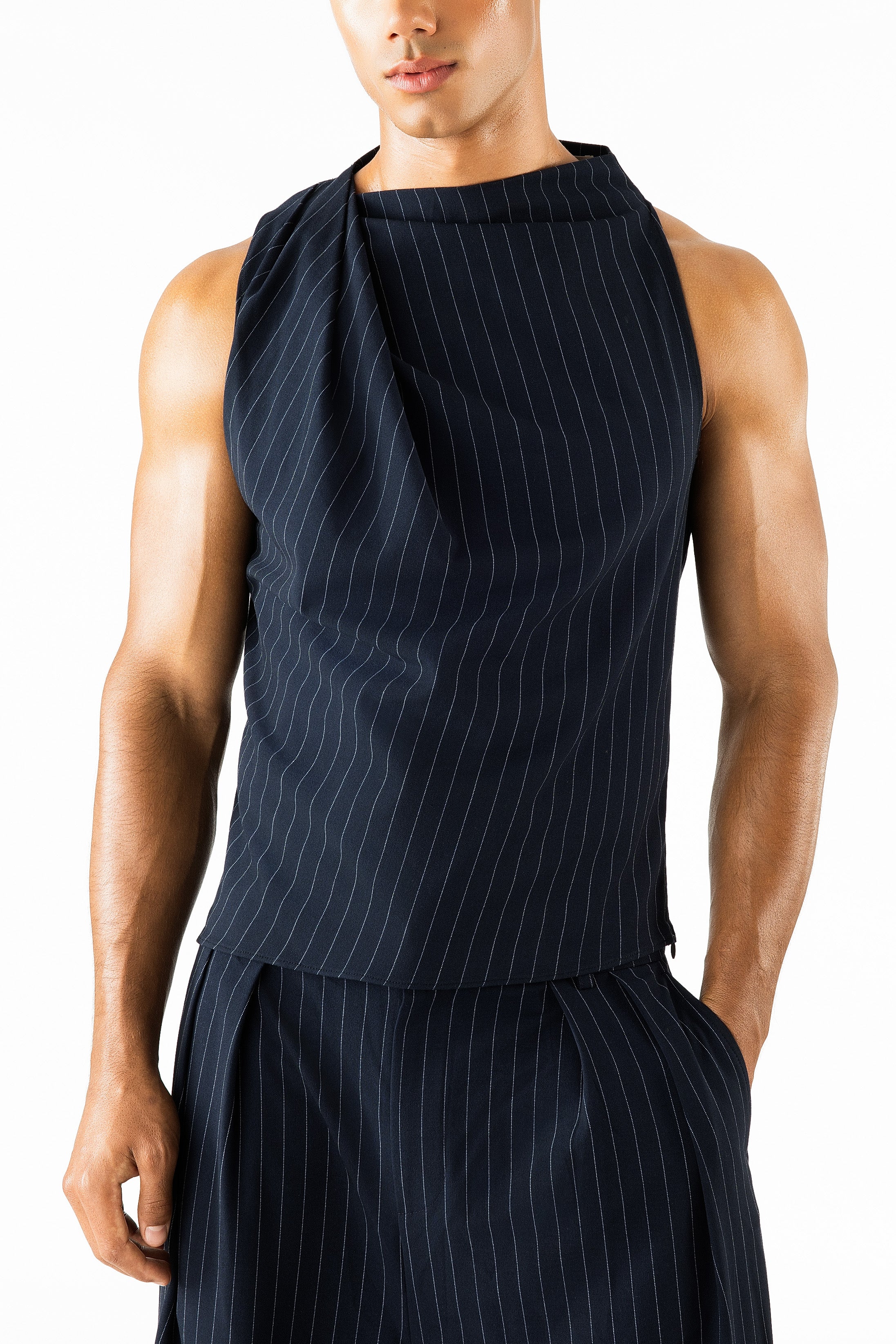 Connor Top Navy Pinstripe