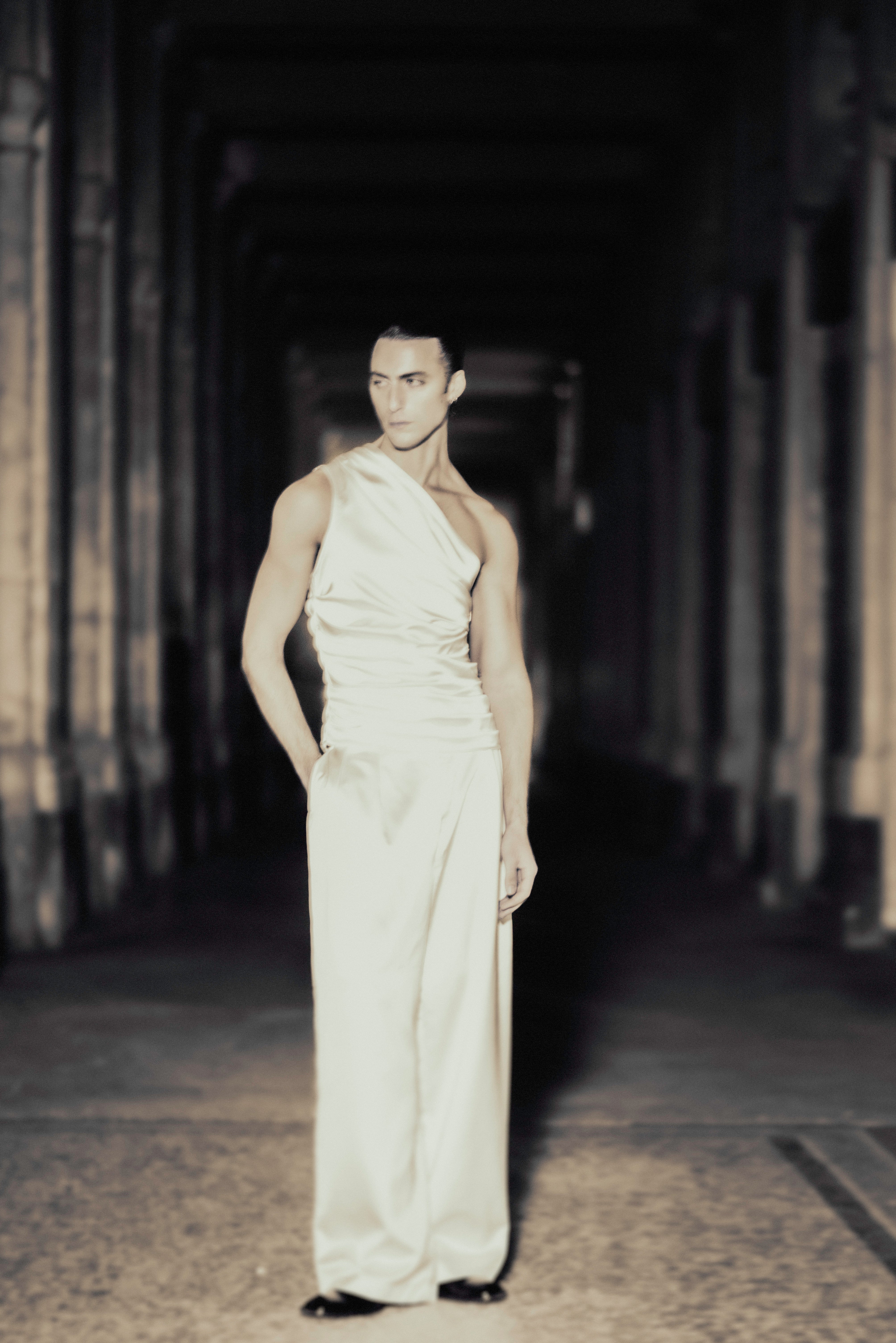 Nate Satin Top Ivory