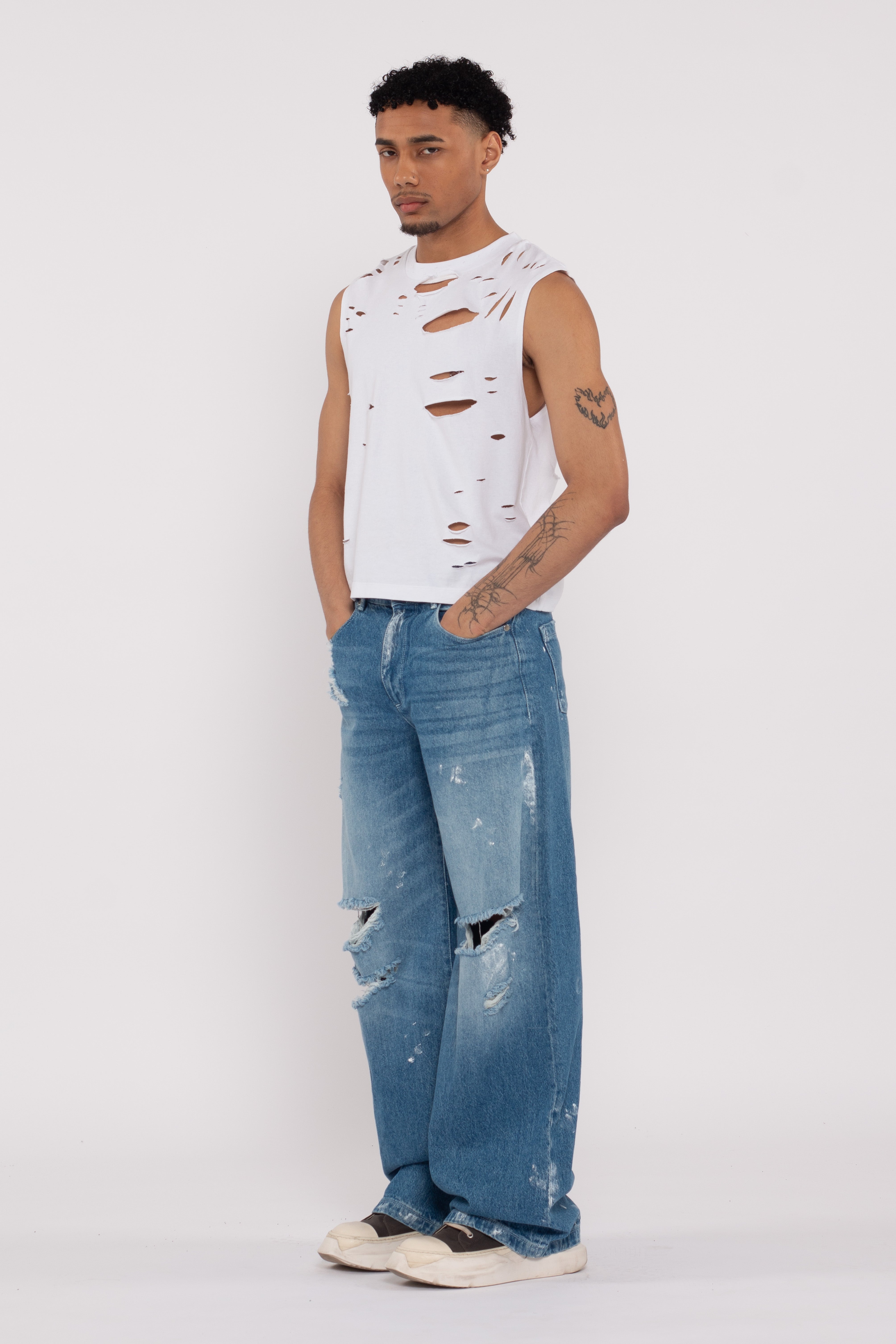 Ryder Distressed Tee White