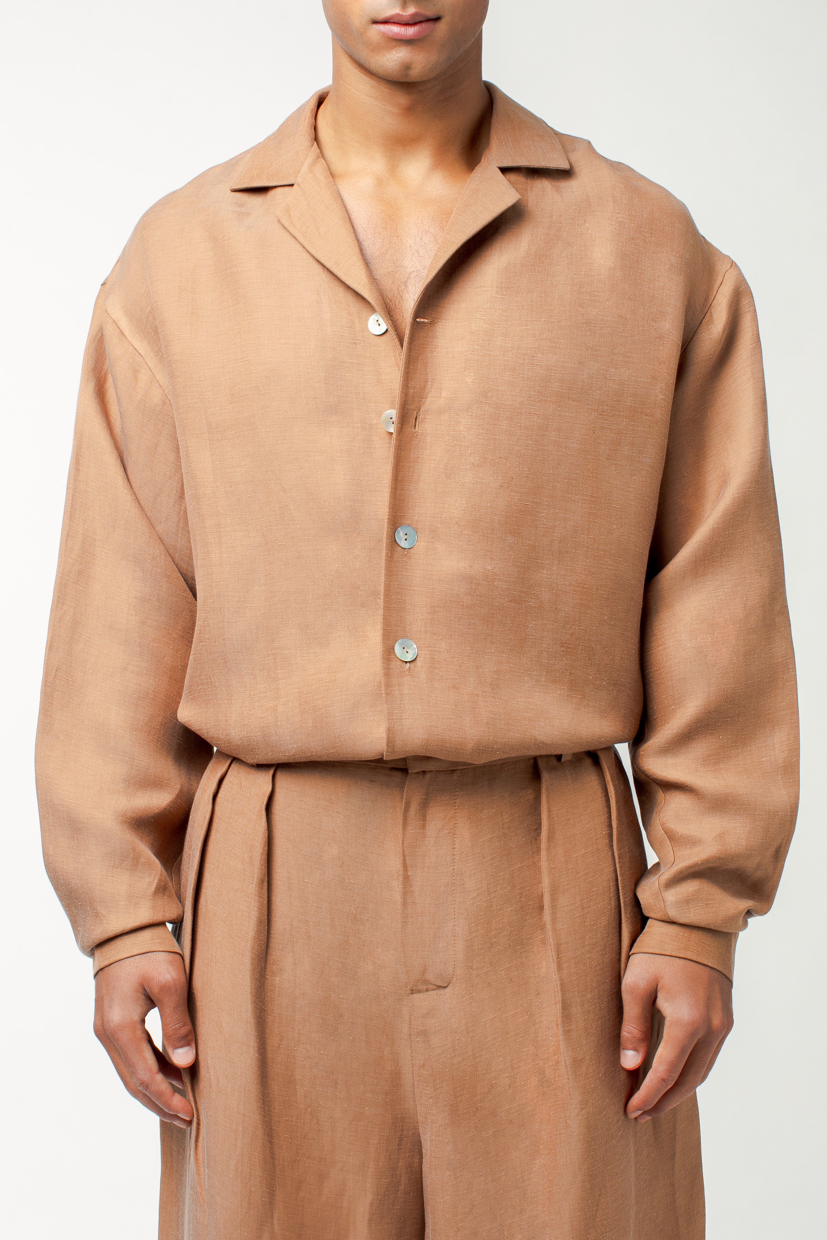 Harley Linen Shirt Rust