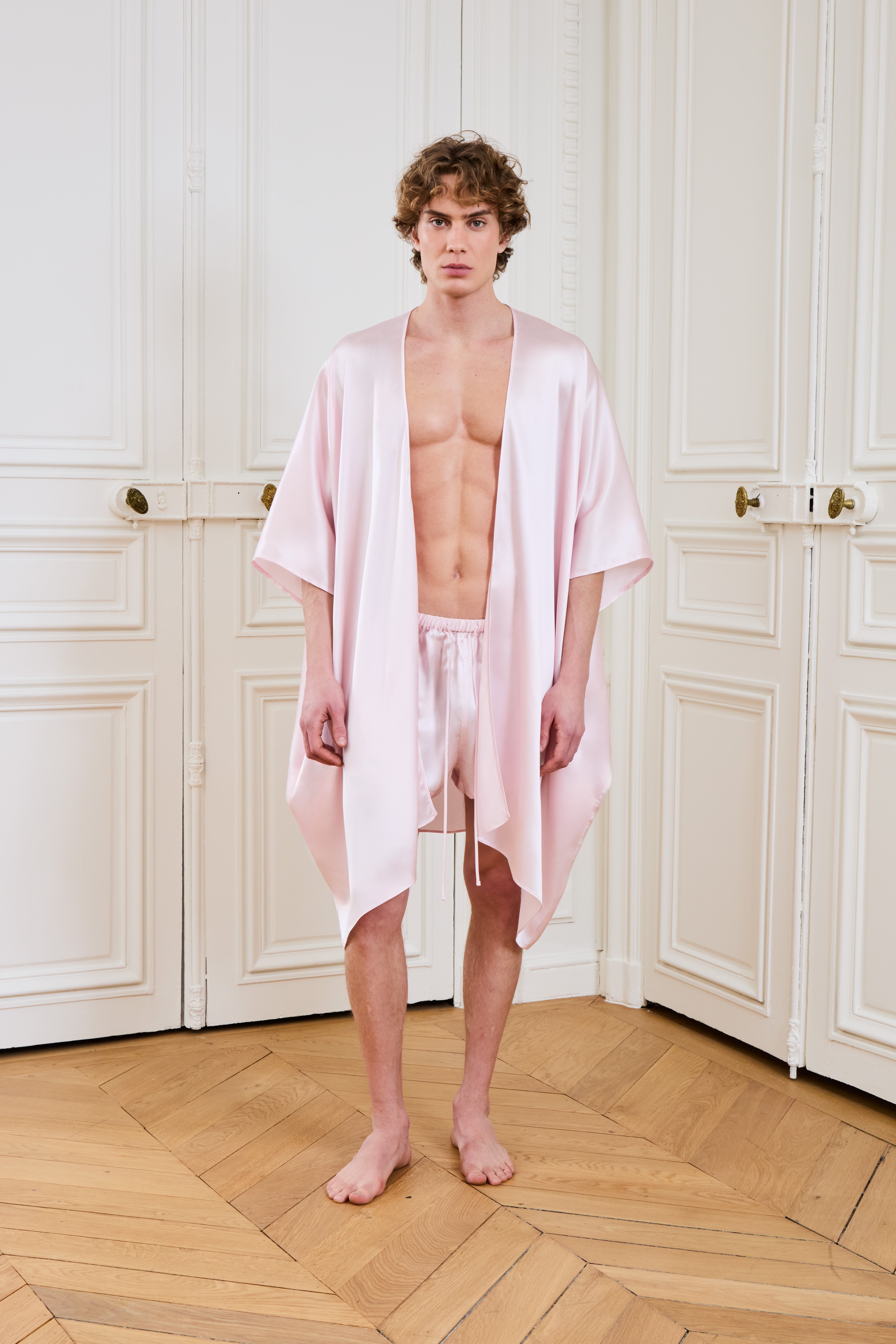 Lindez Pink Silk Kimono