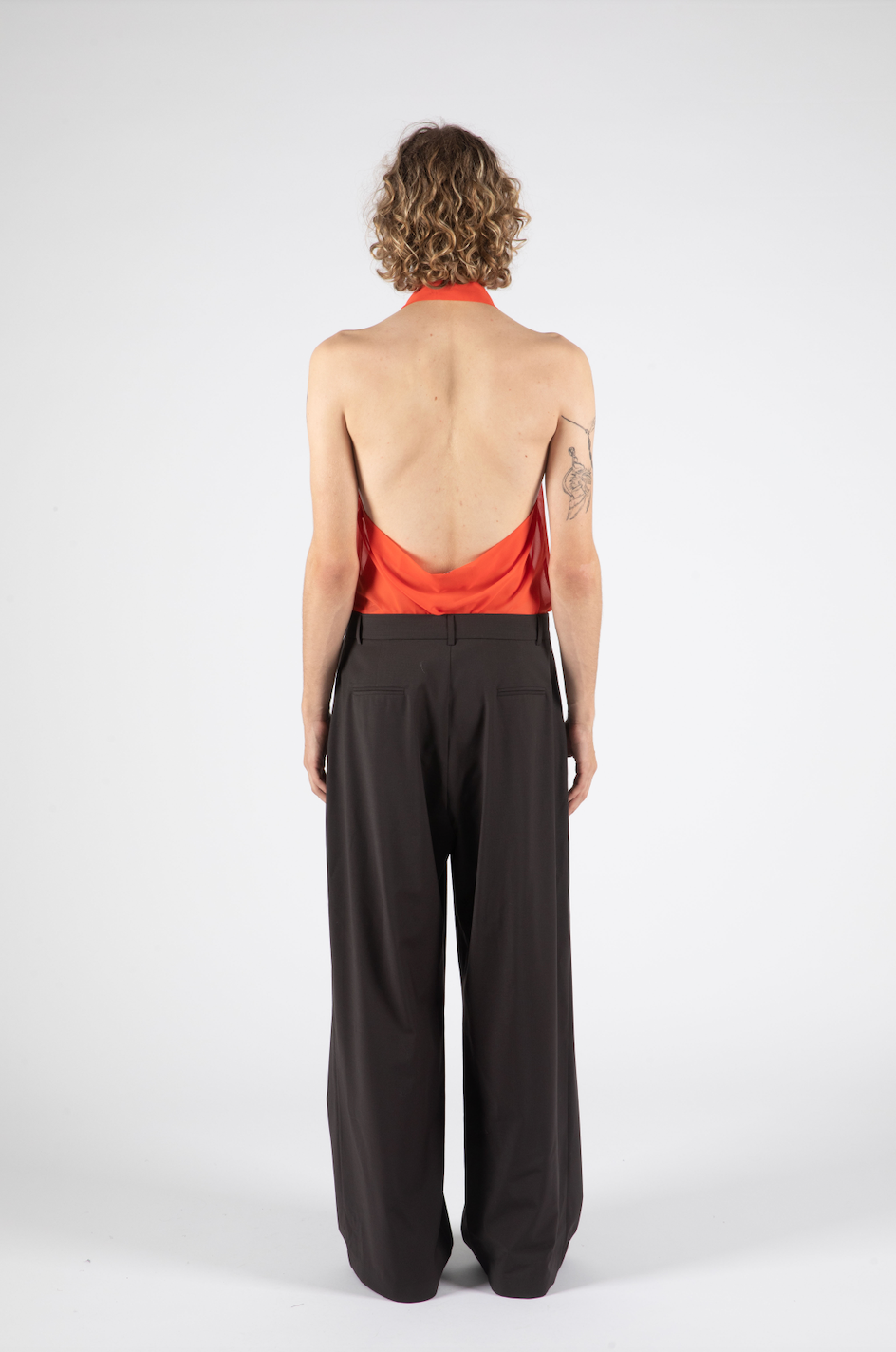 Henley Chiffon Top Red