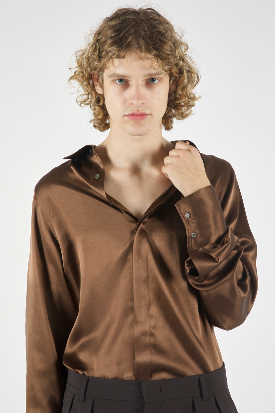 London Silk Shirt Chocolate