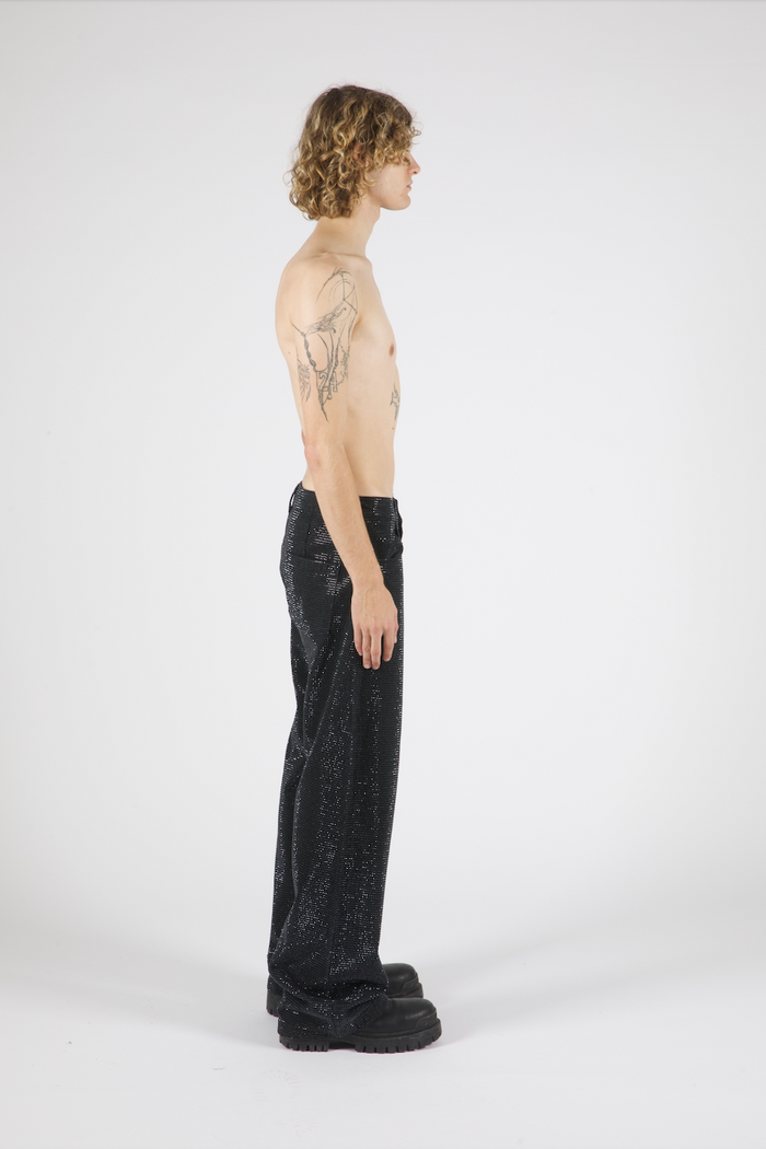 Troye Black Rhinestone Denim Jeans