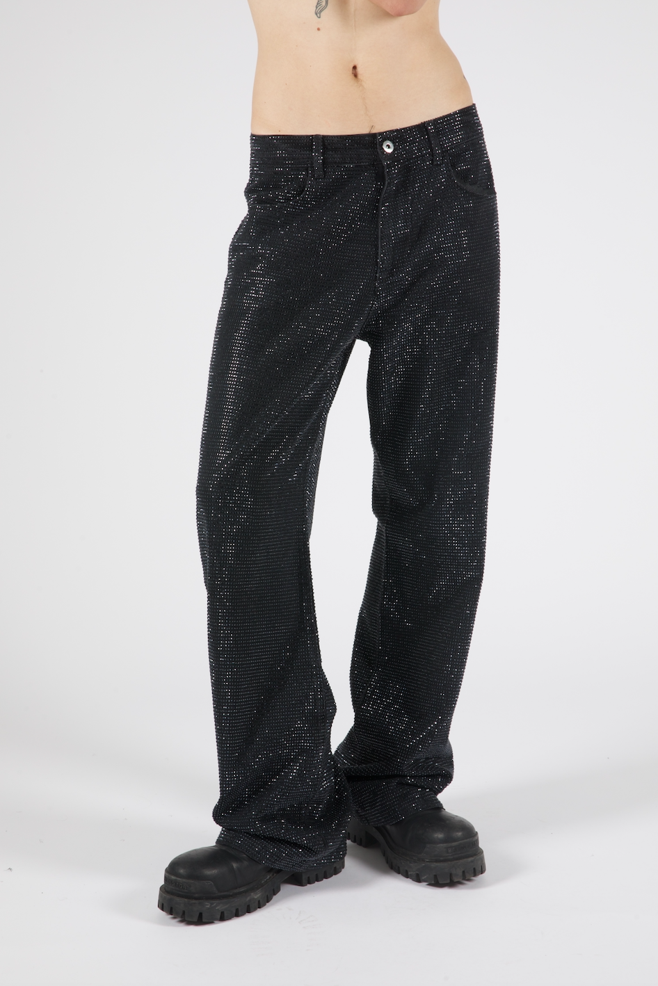 Troye Black Rhinestone Denim Jeans (Sample Sale)
