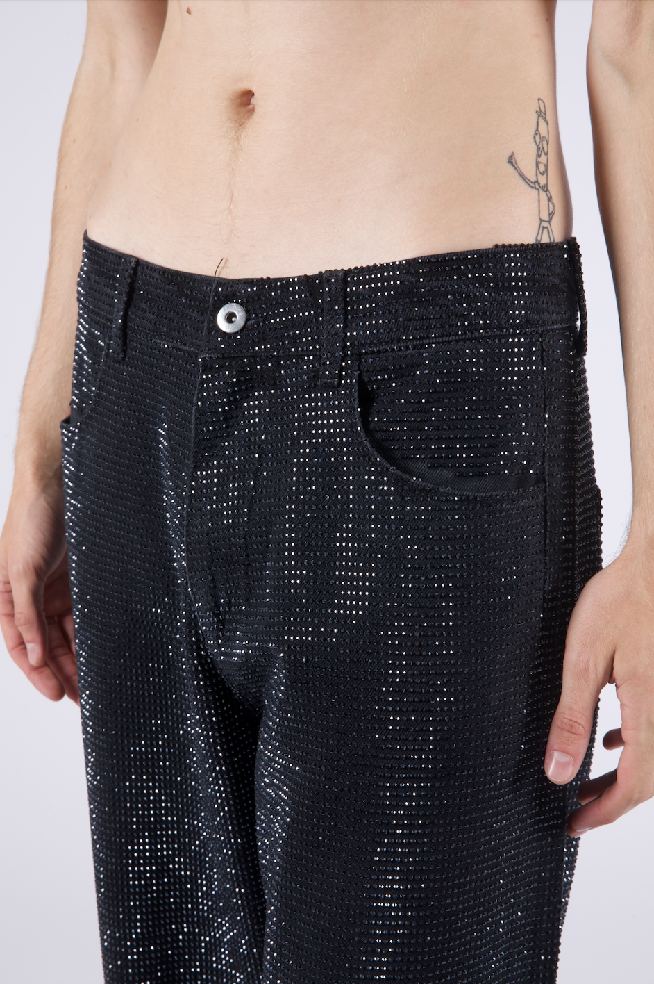 Troye Black Rhinestone Denim Jeans