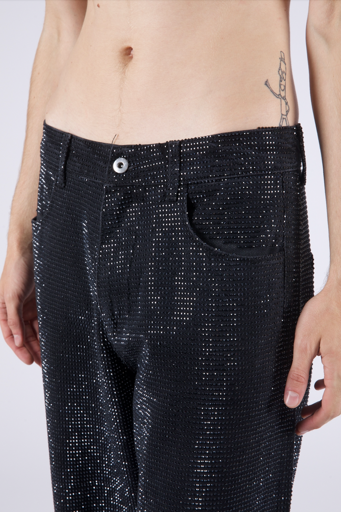 Troye Black Rhinestone Denim Jeans