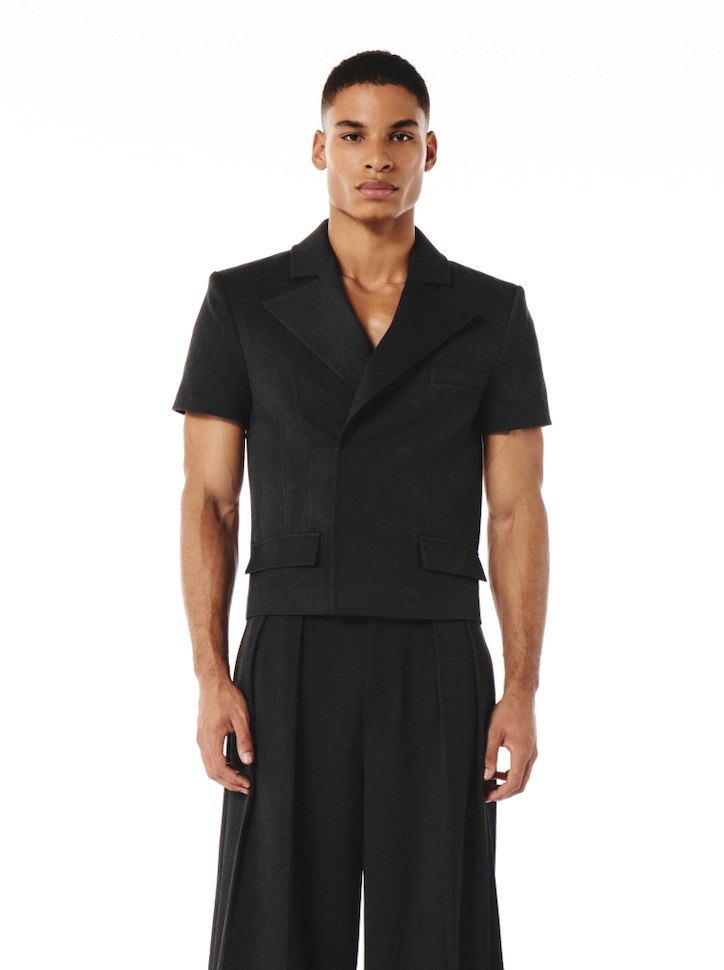 Erza Short Sleeves Blazer Charcoal