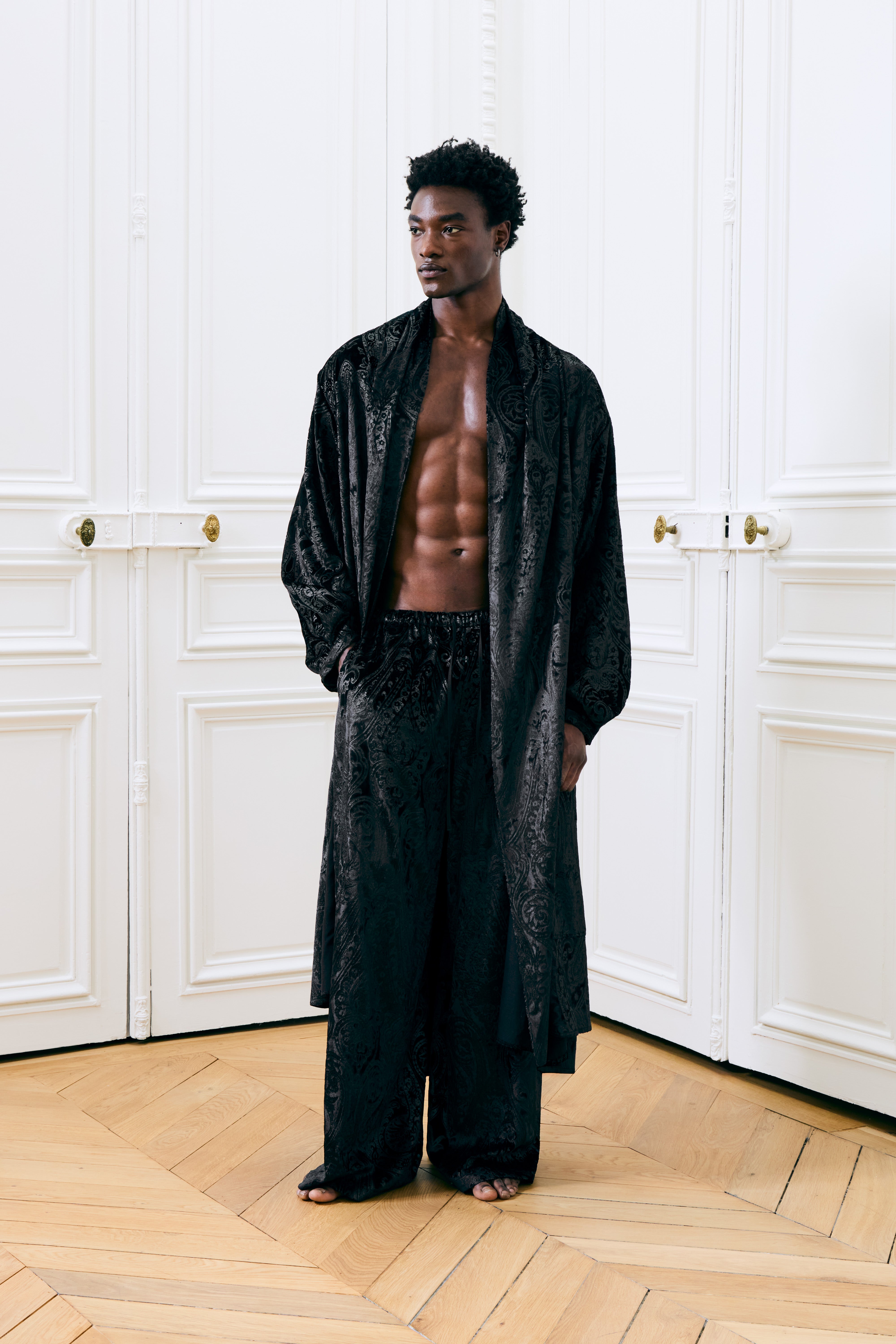 Kairo Black Silk Kimono