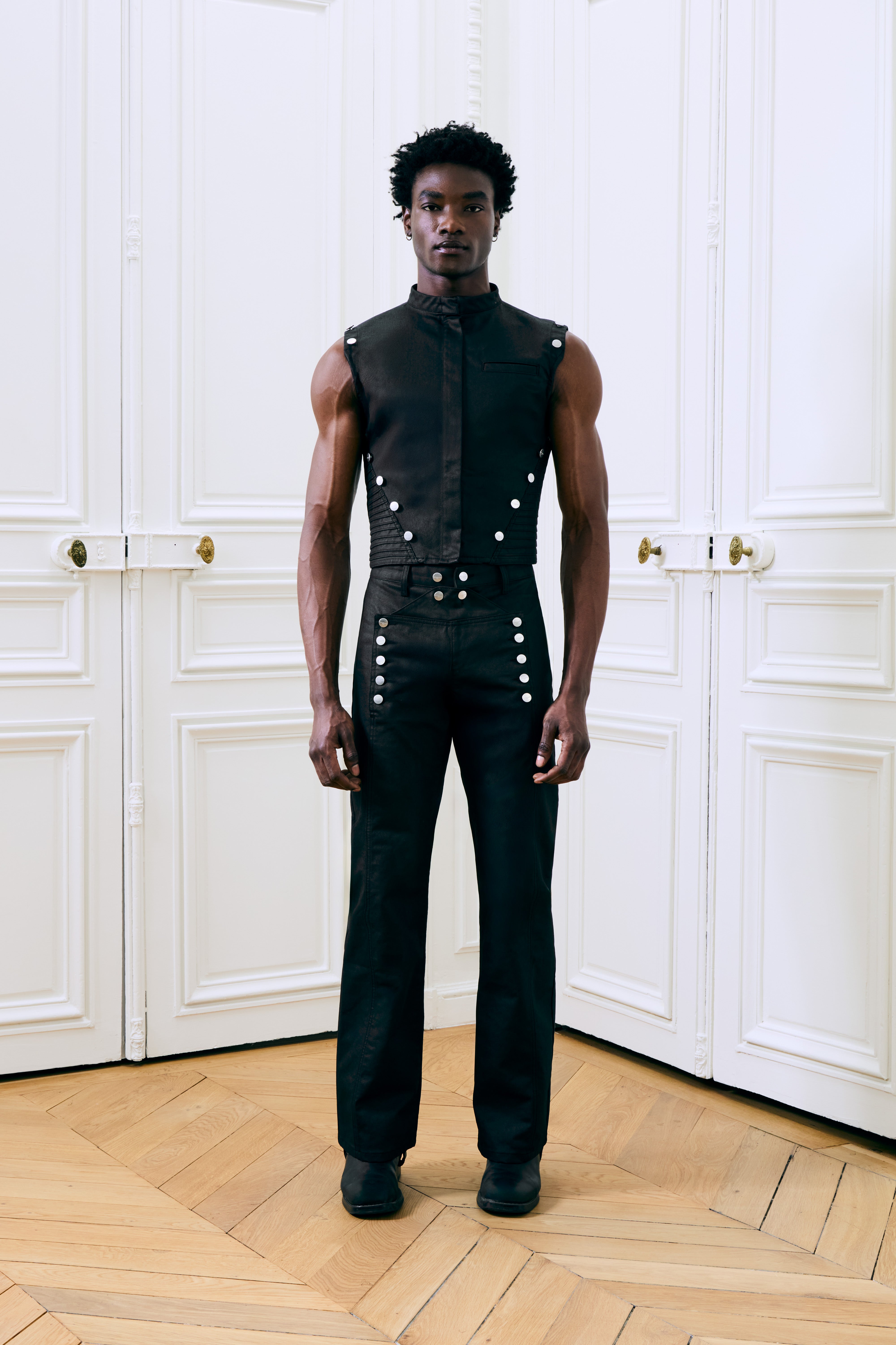 Gabriel Sleeveless Denim Vest Black
