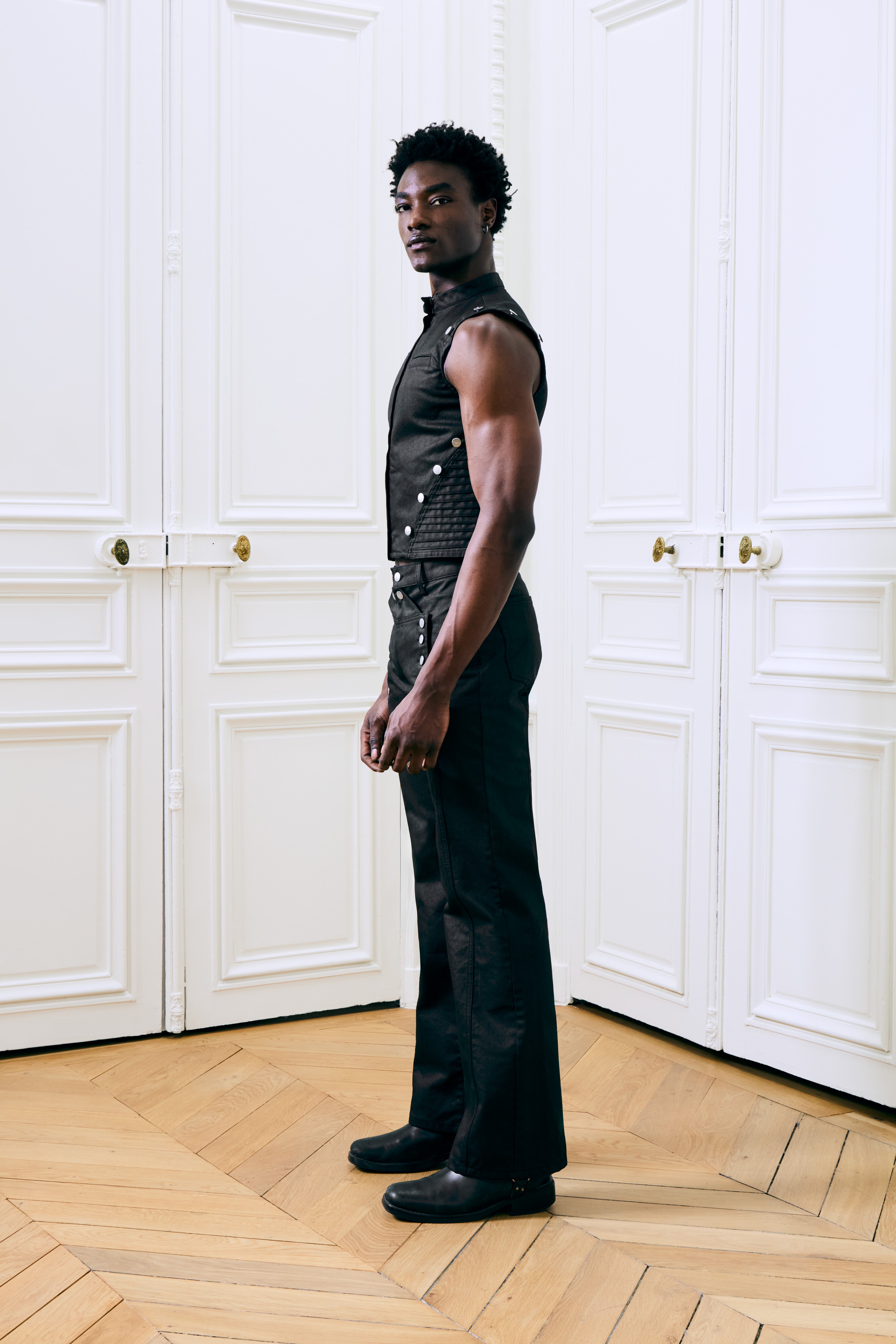 Gabriel Sleeveless Denim Jacket Black