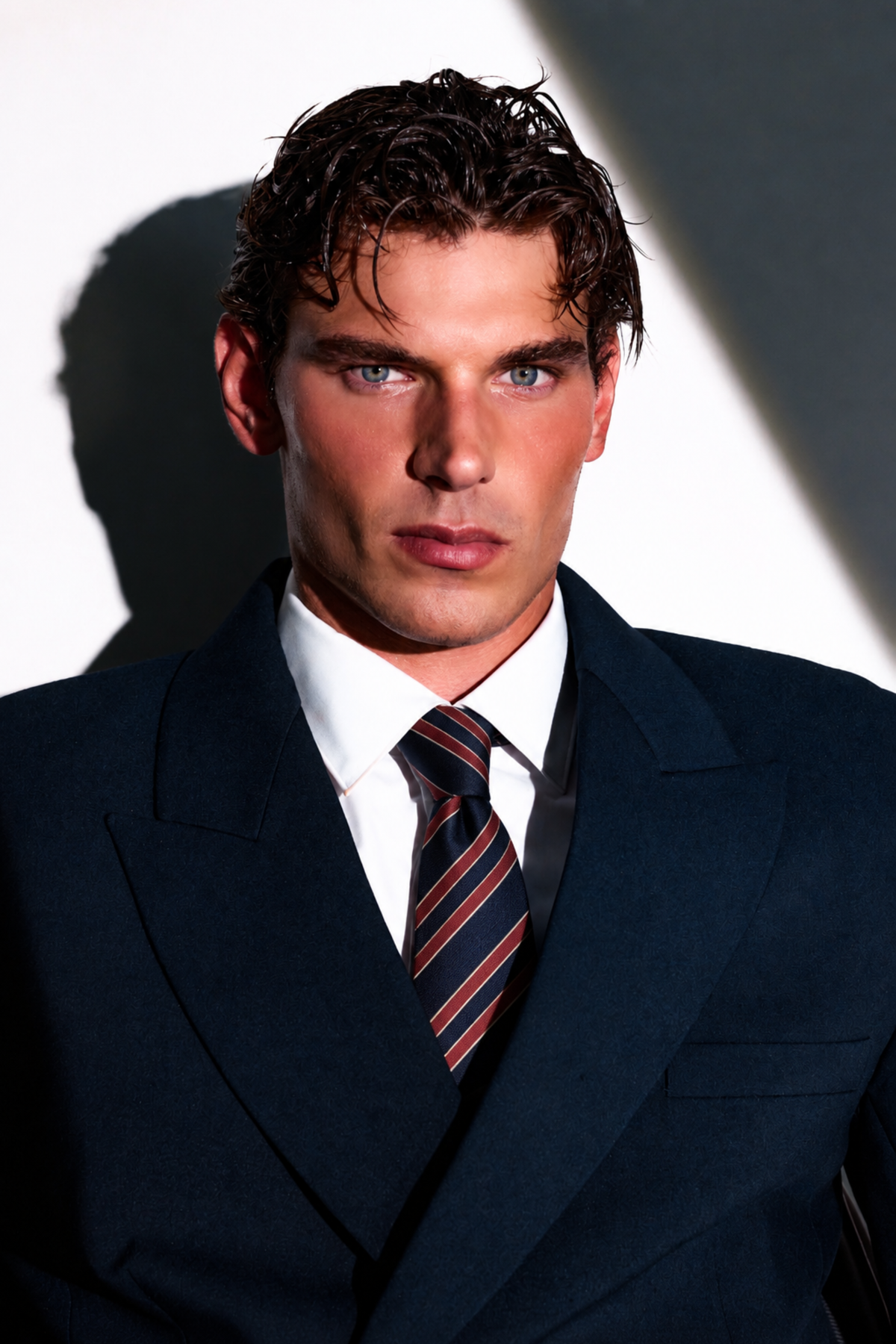 Emile Tie Red and Navy Stripe