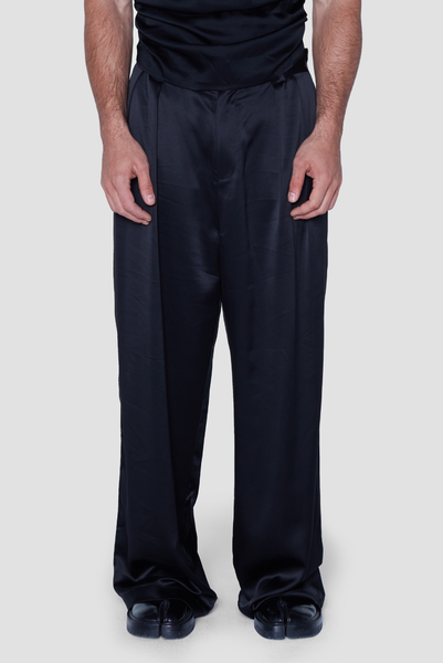 ◆SATUR◆ W Narni Heavy Twill Banding Pants Ebony Black SA23 OE Heavyweight Embroidered Black Sweatpants | Rolling Loud