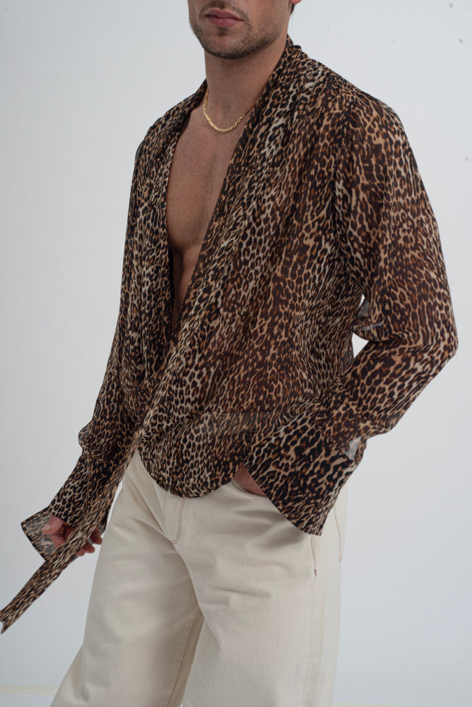 Luca Bow Shirt Leopard