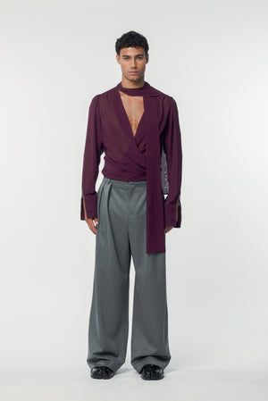 Luca Bow Shirt Plum