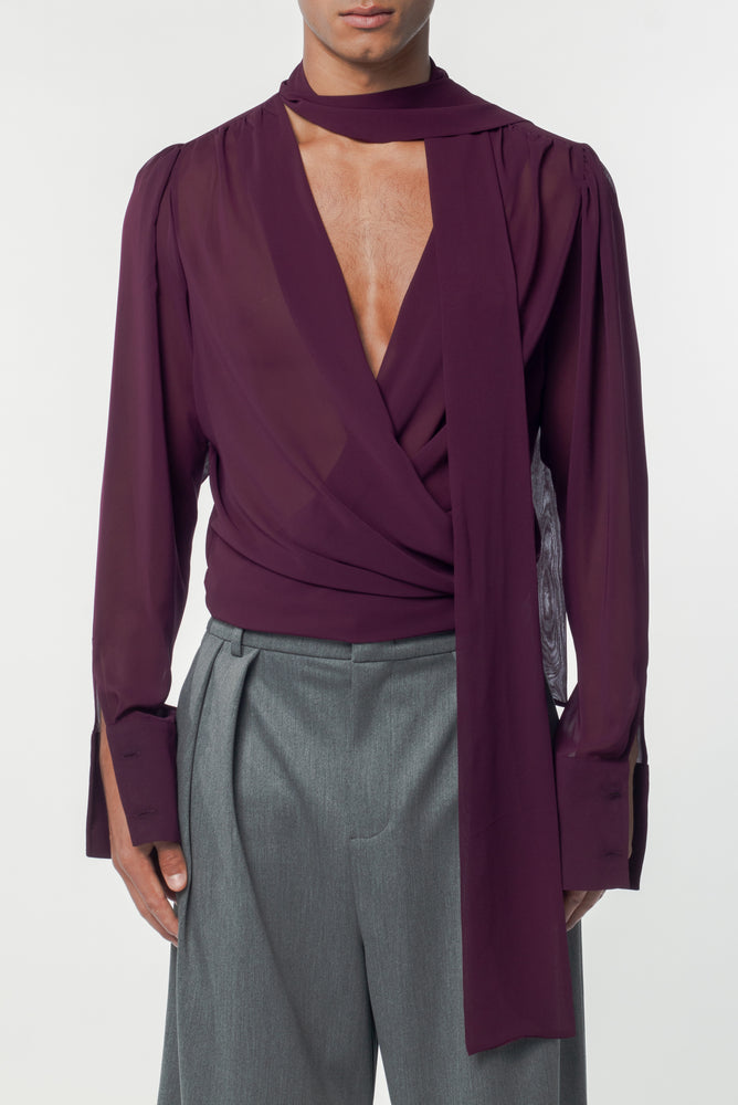 Luca Bow Shirt Plum