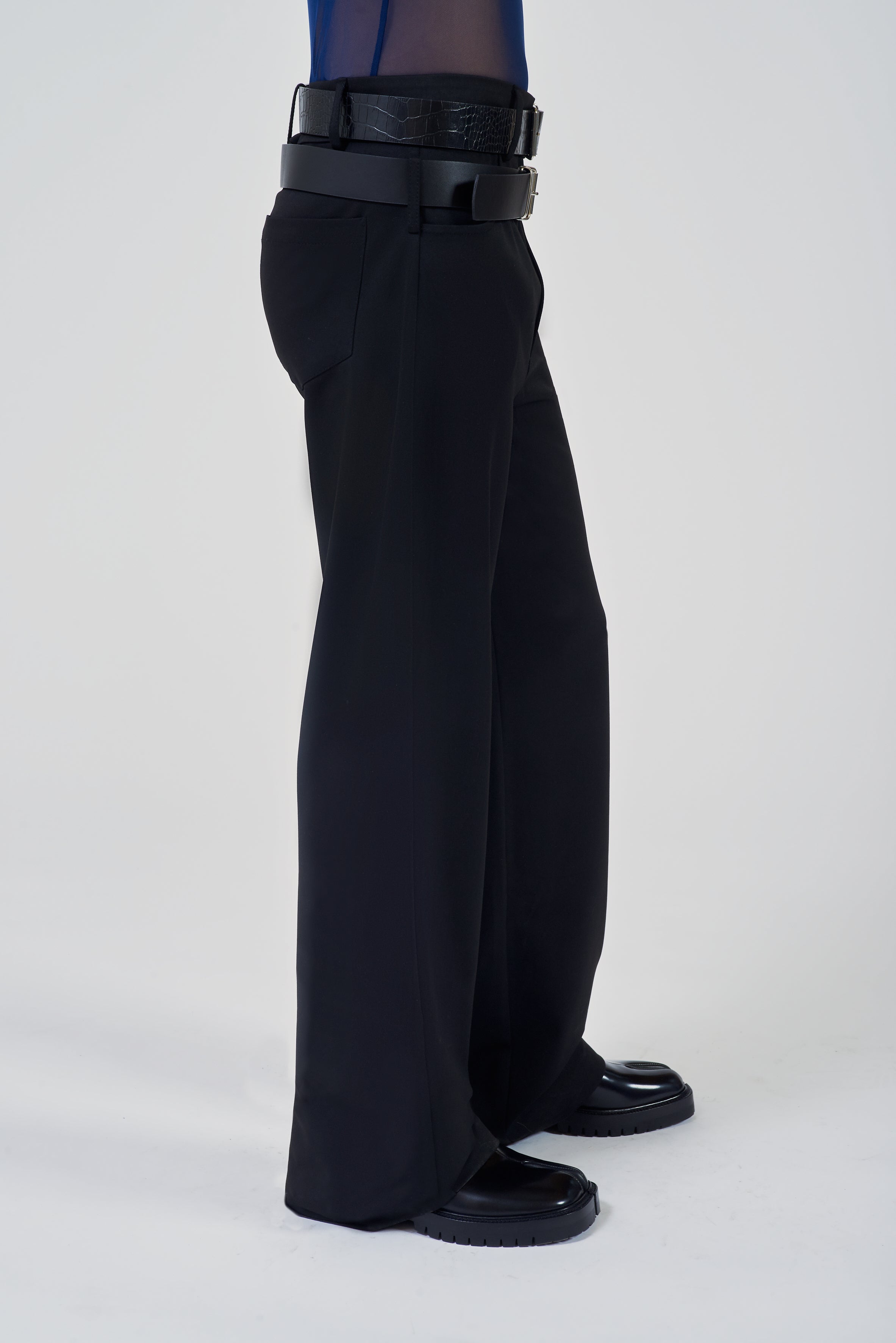 Patrick Double Belt Pants Black