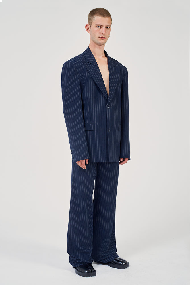 
            
                Load image into Gallery viewer, Jayme Blazer Navy Pinstripe
            
        