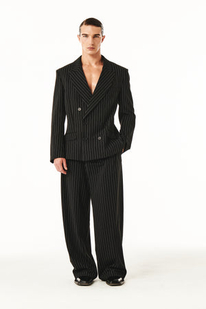 
            
                Load image into Gallery viewer, Gray Blazer Black Pinstripe
            
        