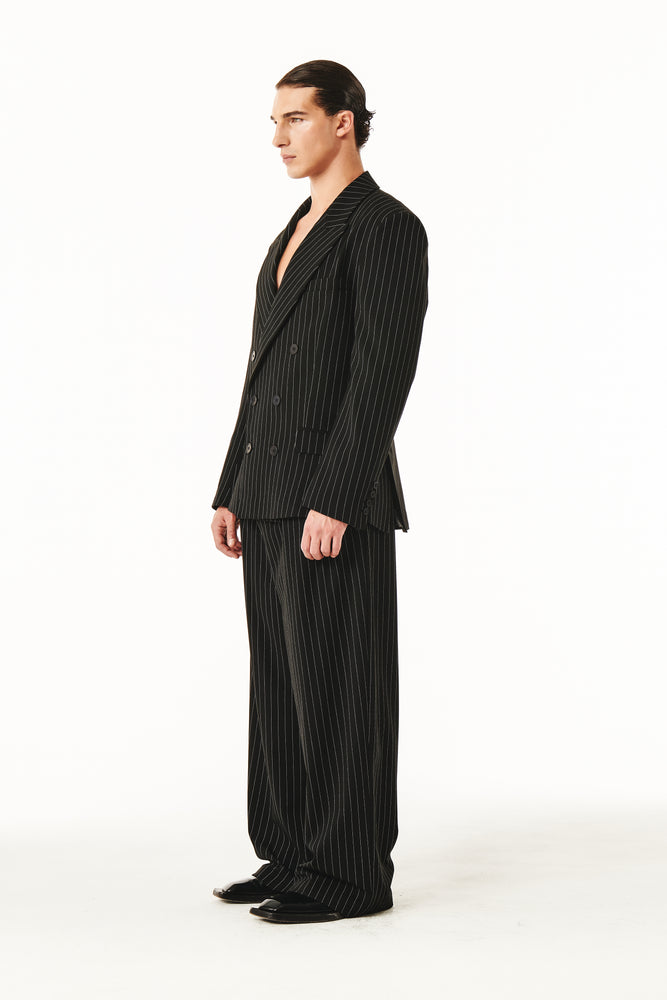 Gray Blazer Black Pinstripe
