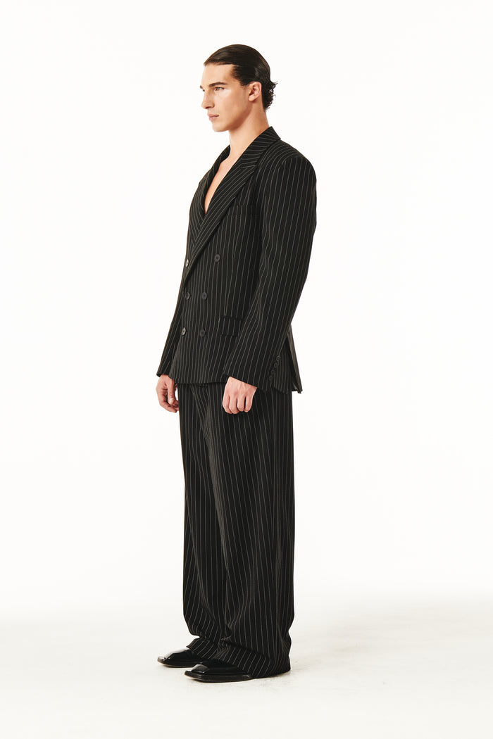 Gray Blazer Black Pinstripe