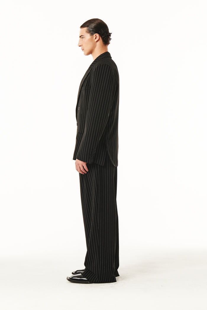 Gray Blazer Black Pinstripe