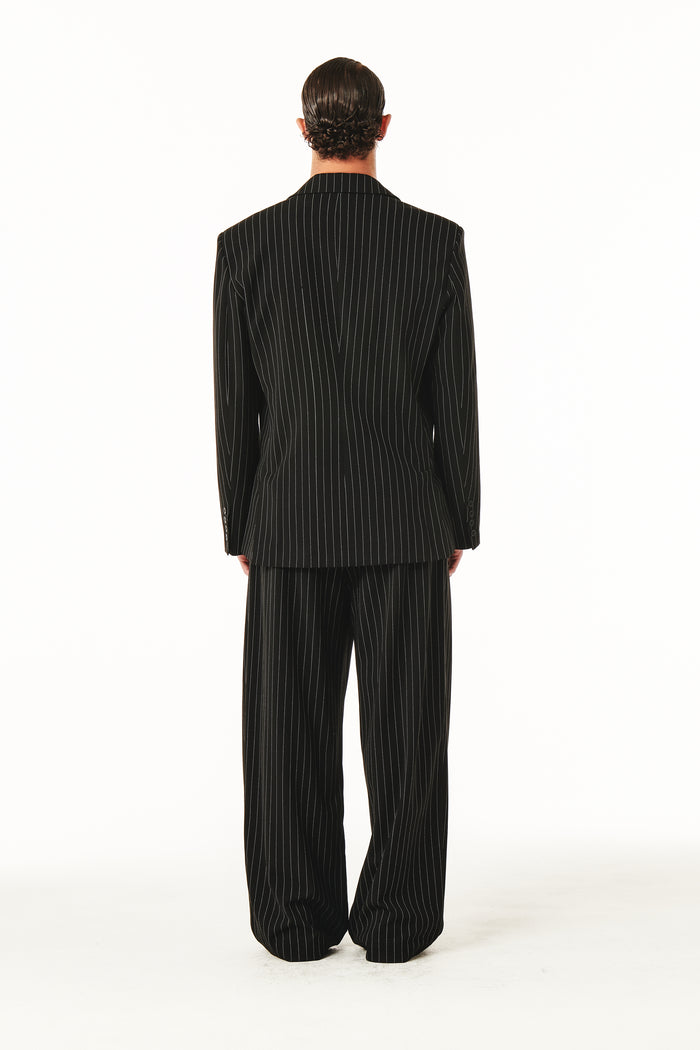 Gray Blazer Black Pinstripe