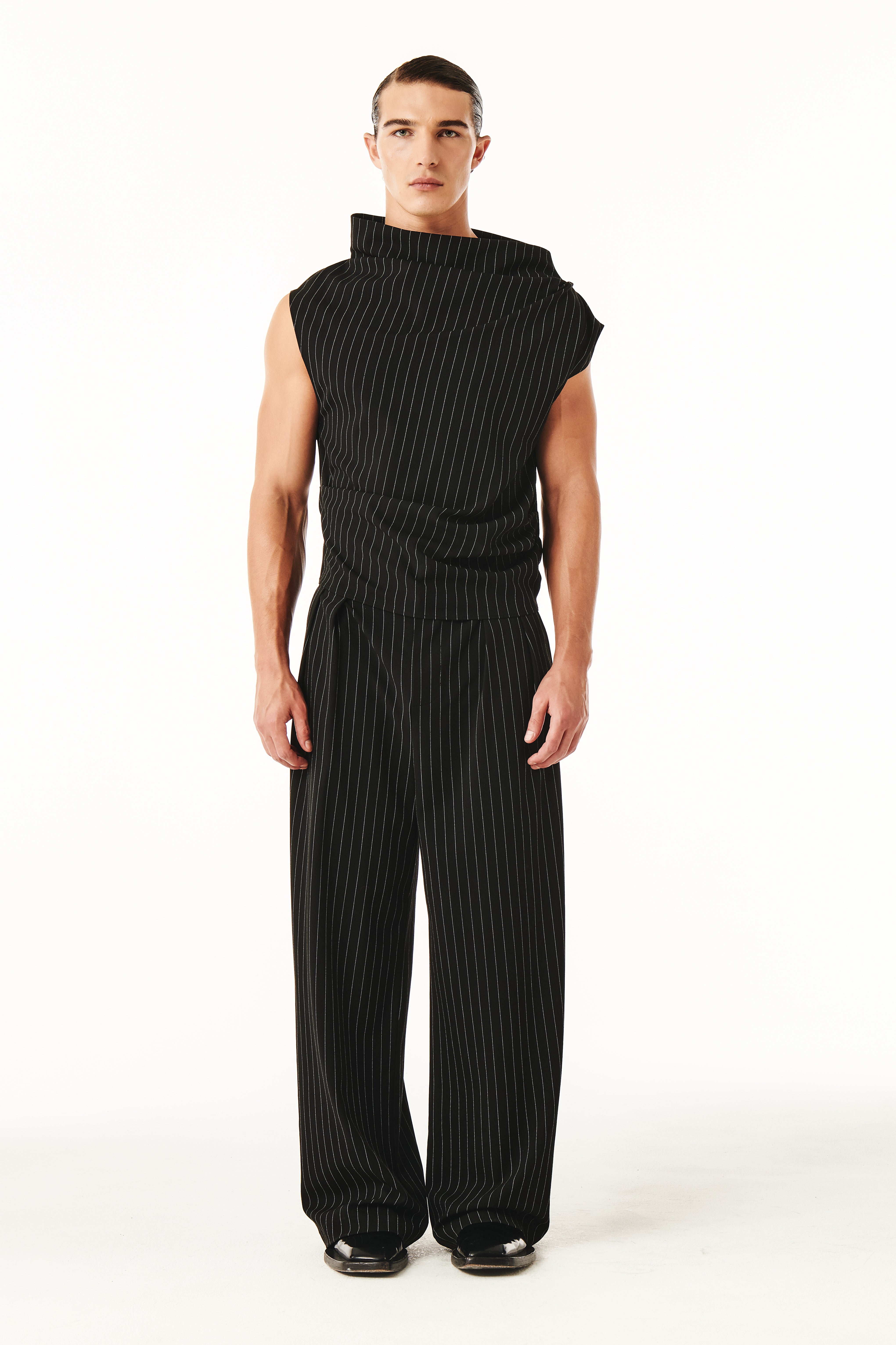 Cadence Top Black Pinstripe
