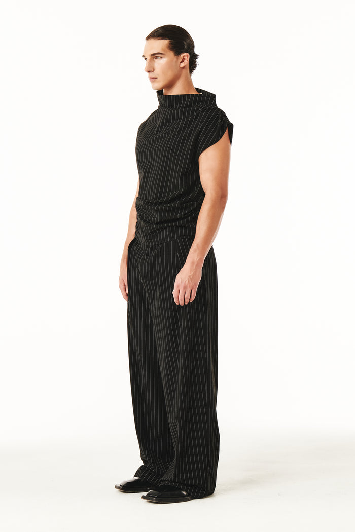 Cadence Top Black Pinstripe