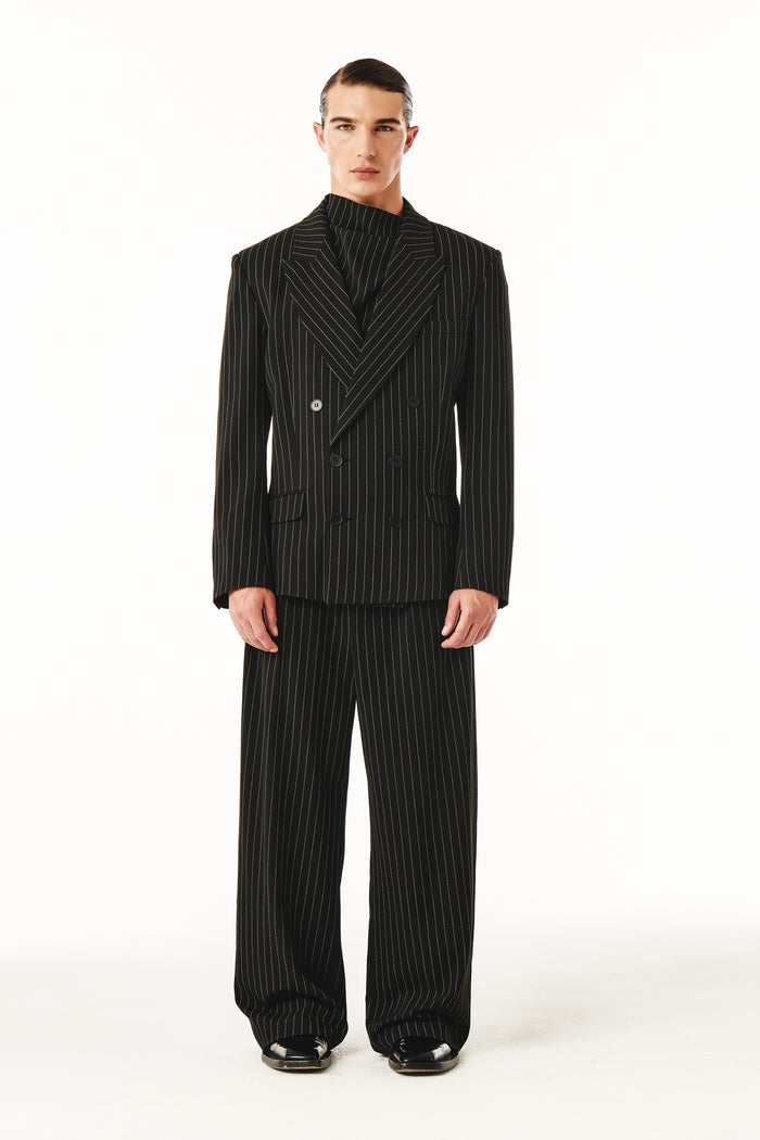 Gray Blazer Black Pinstripe