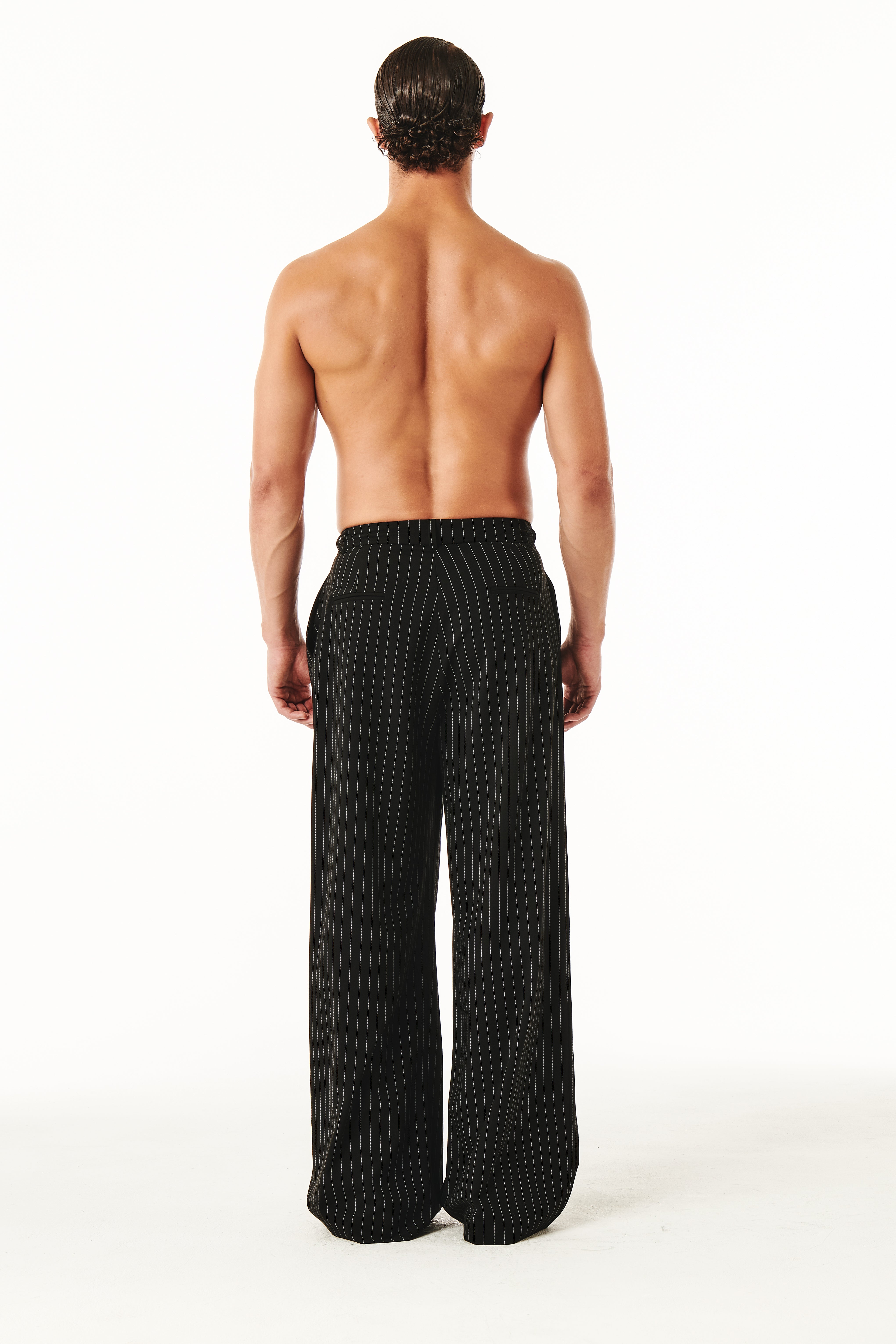 Younis Pants Black Pinstripe