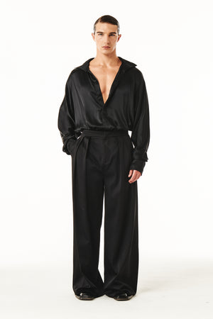 
            
                Load image into Gallery viewer, Damon Black Silk Shirt
            
        