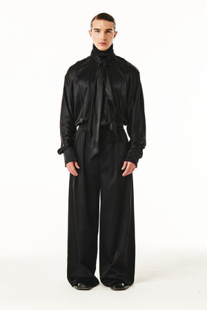 
            
                Load image into Gallery viewer, Damon Black Silk Shirt
            
        