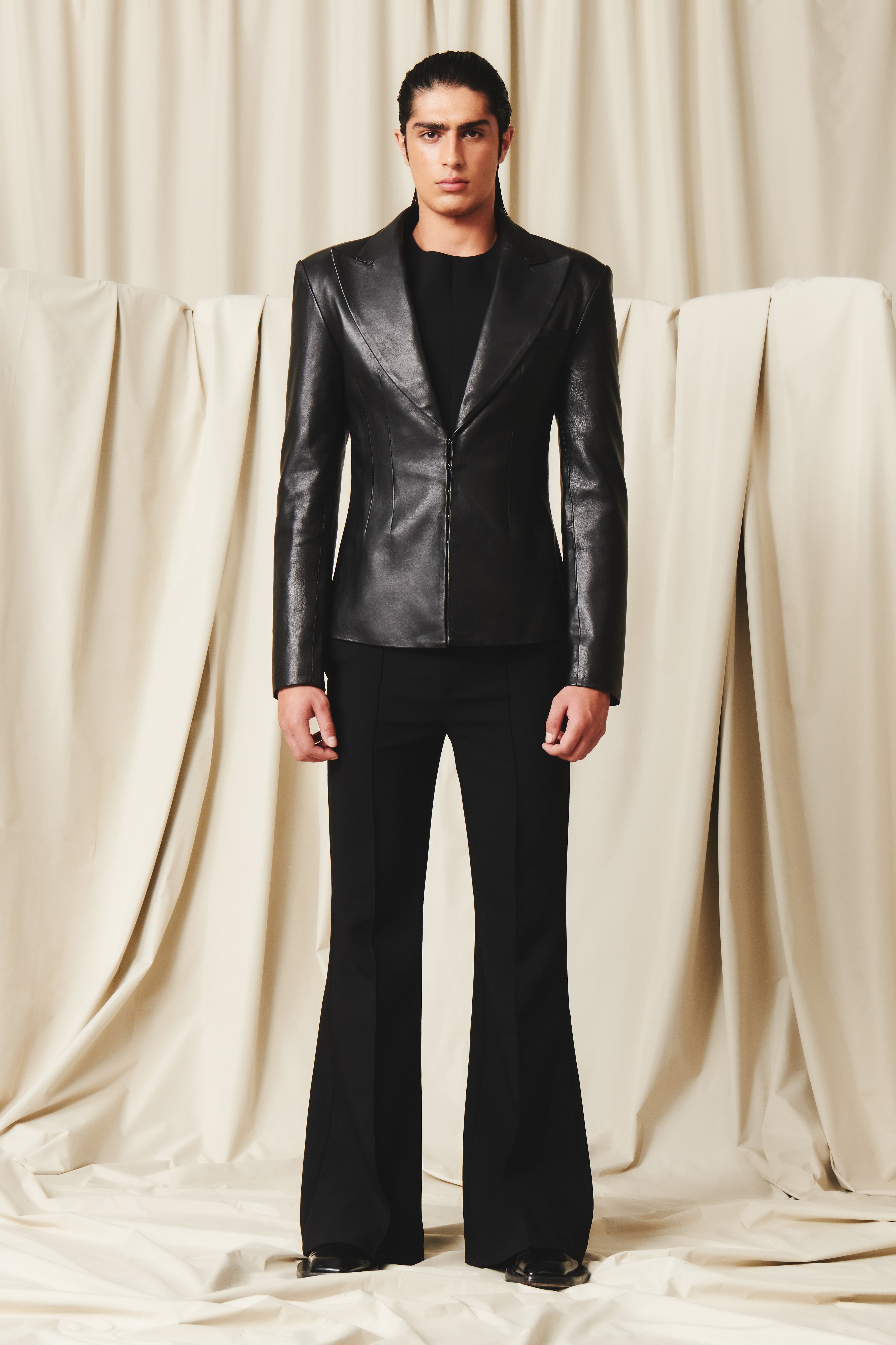 Thierry Blazer Black Leather