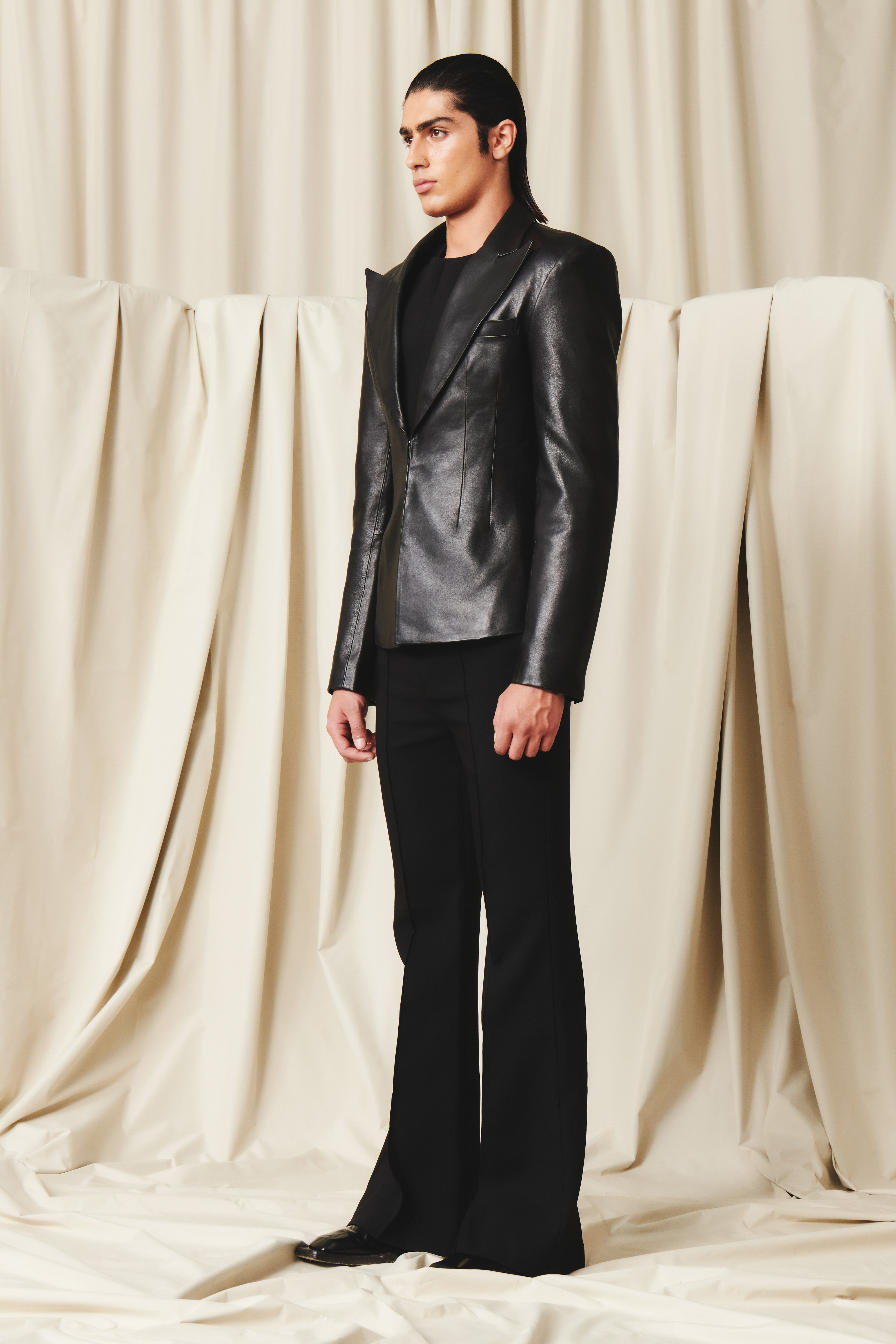 Thierry Blazer Black Leather