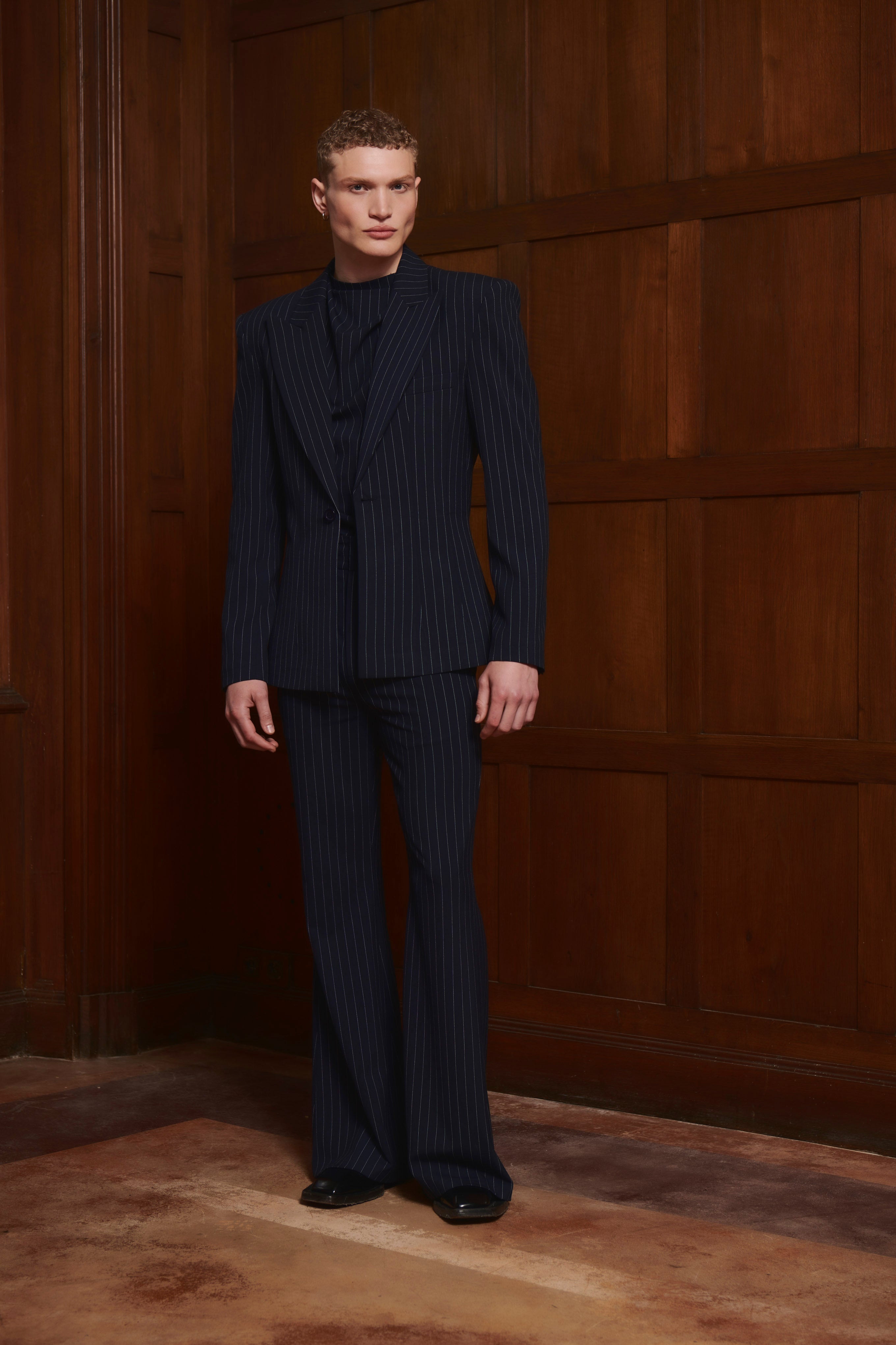 Archie Top Navy Pinstripe