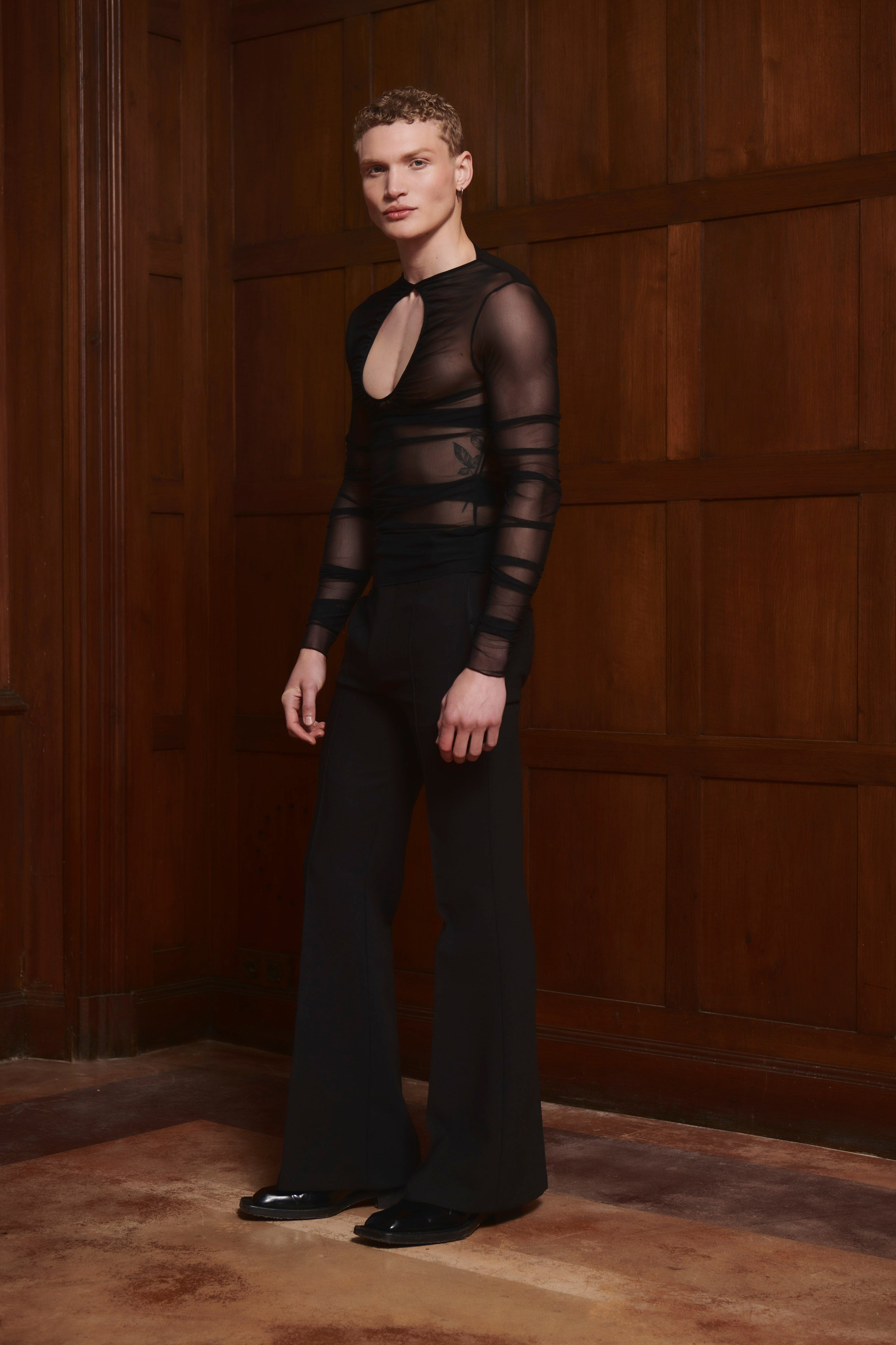 Lyze Black Mesh Top