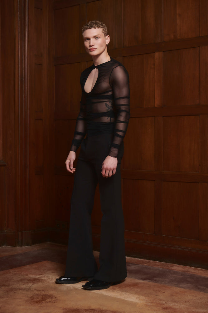 Lyze Black Mesh Top