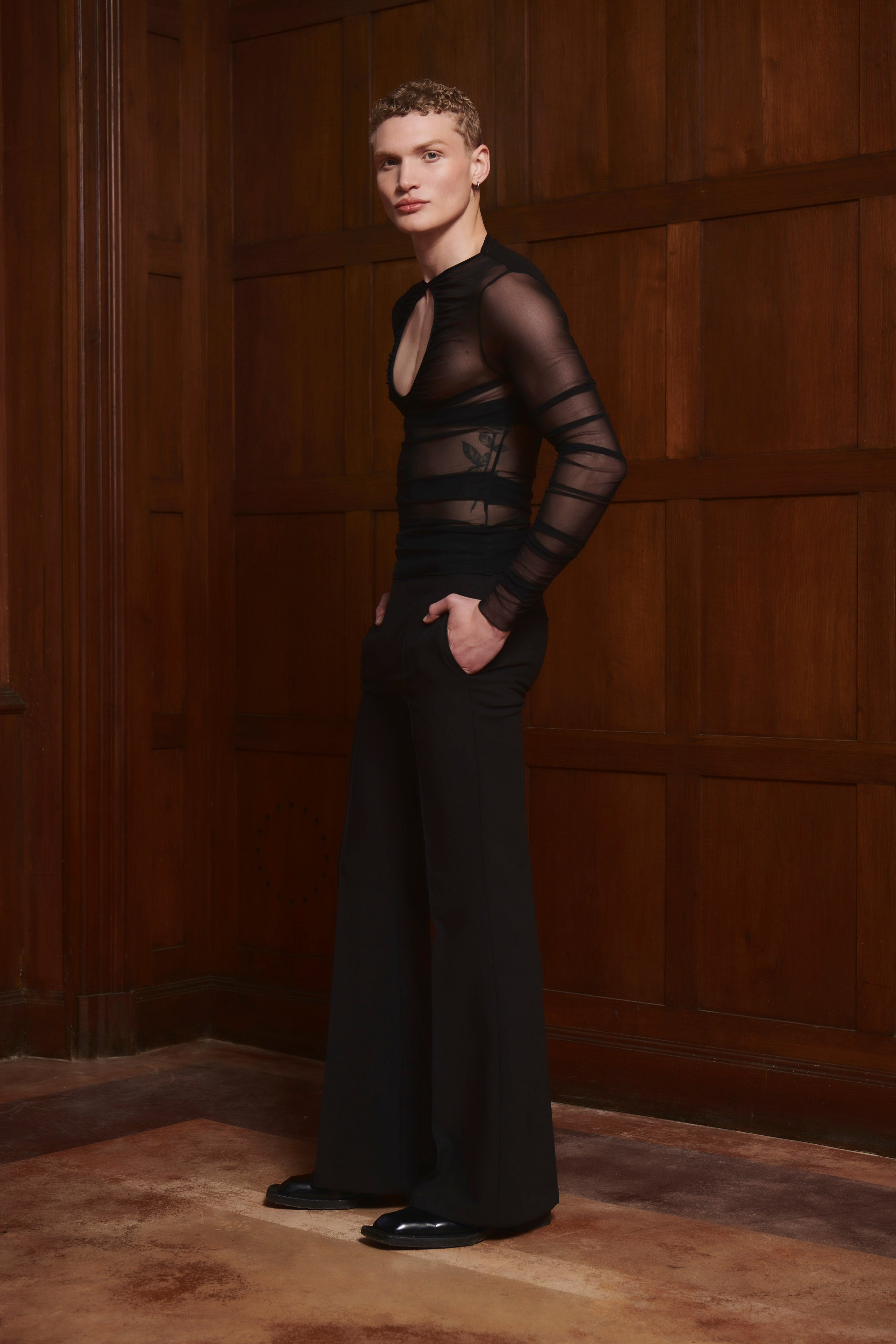 Lyze Black Mesh Top