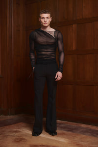 Leandar Top Black Mesh